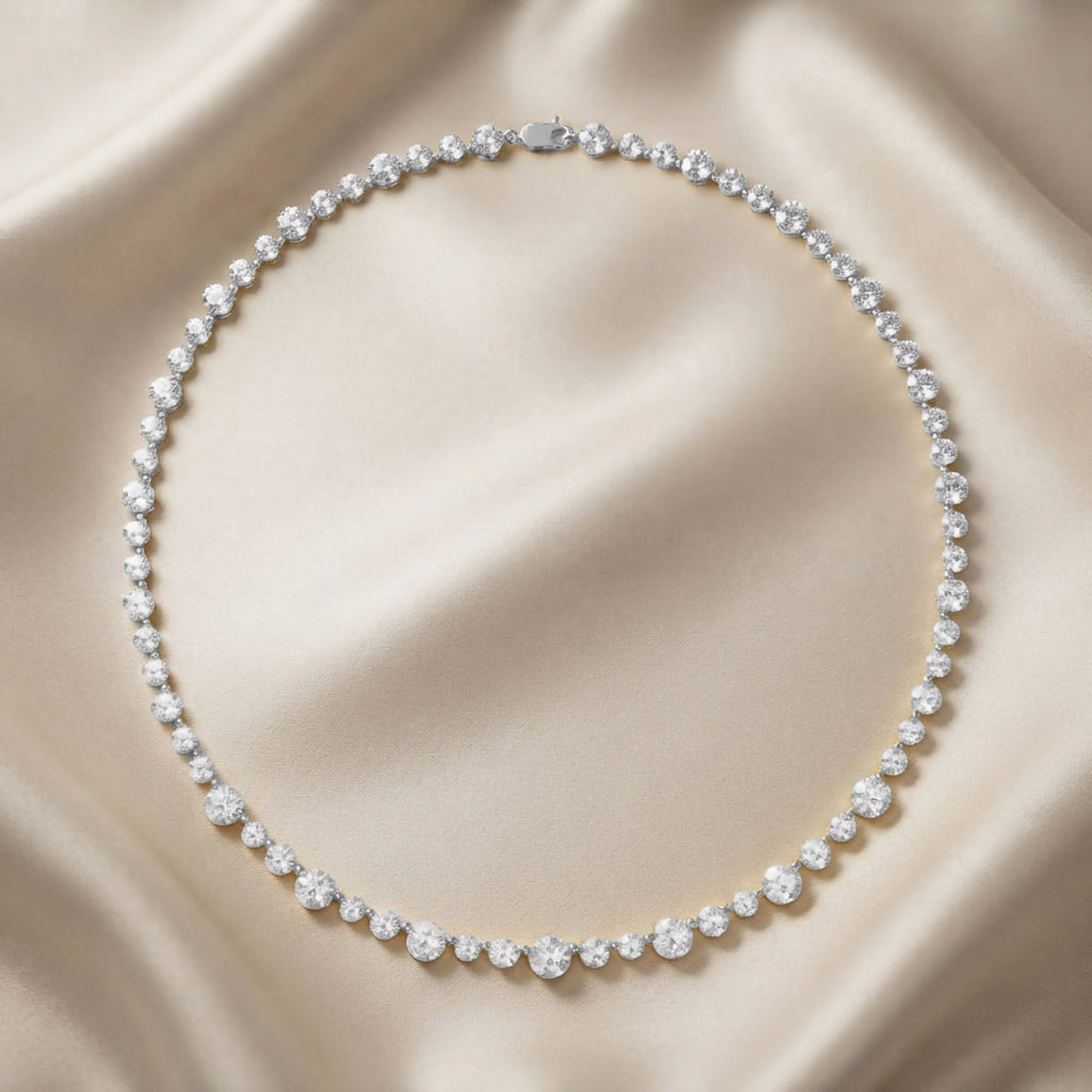 10.25 Carat Round Cut Lab Grown Diamond Tennis Necklace