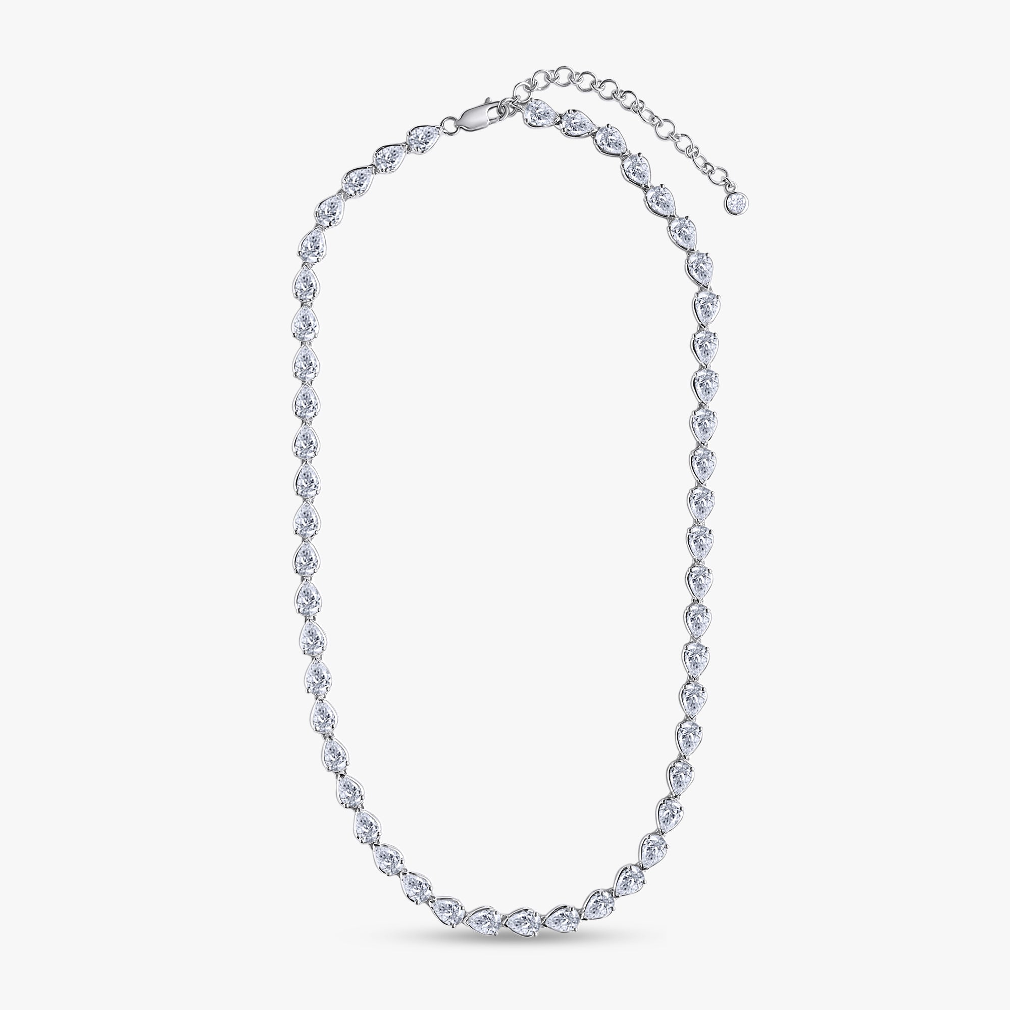 16.50 Carat Pear and Round Lab Grown Diamond Tennis Necklace