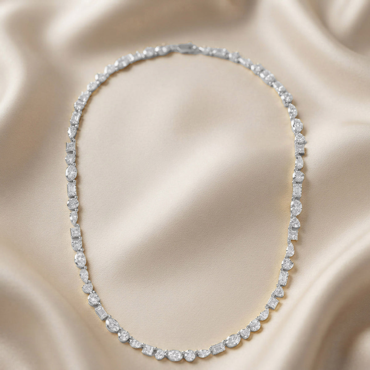 16.30 Carat Multishape Lab Grown Diamond Tennis Necklace