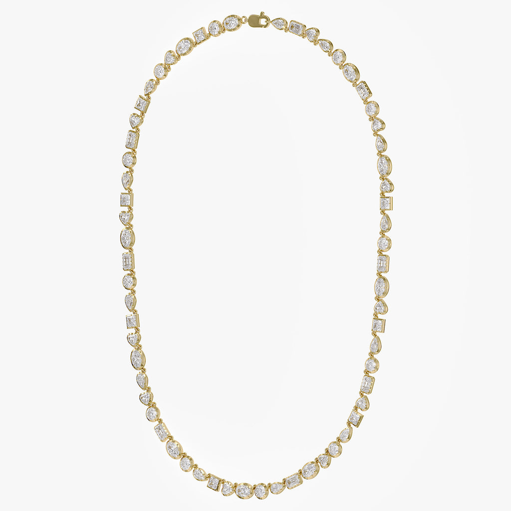 16.30 Carat Multishape Lab Grown Diamond Tennis Necklace