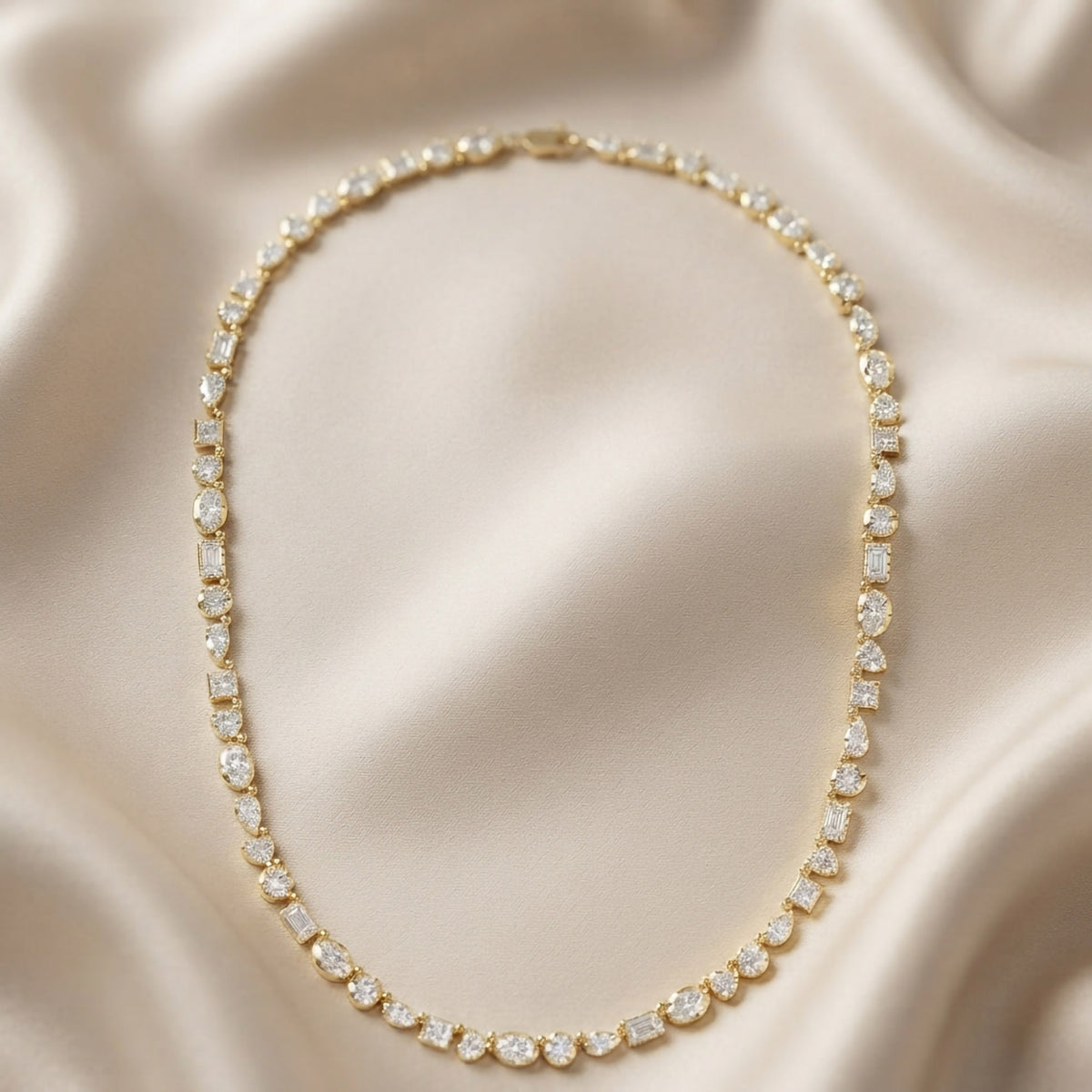 16.30 Carat Multishape Lab Grown Diamond Tennis Necklace
