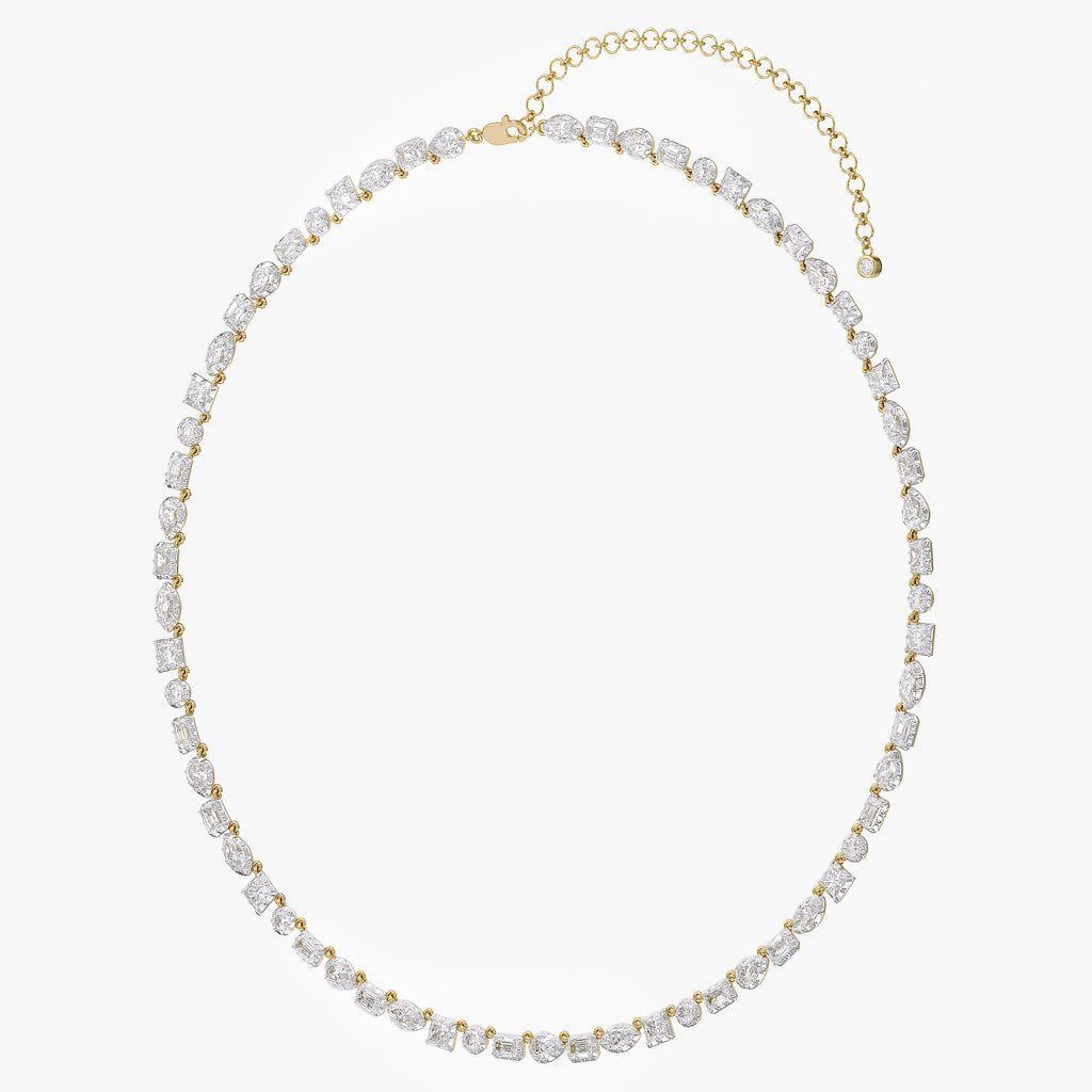 11.00 Carat Multishape Lab Grown Diamond Tennis Necklace