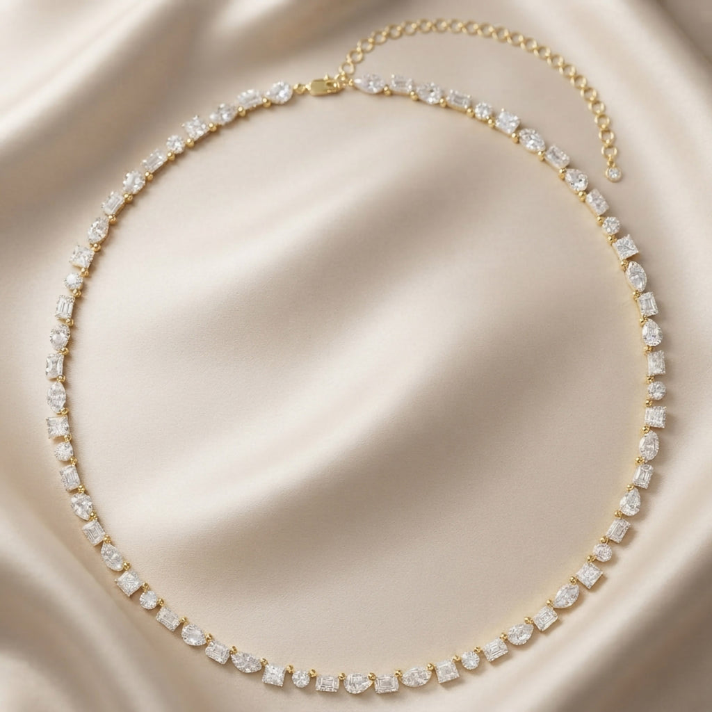 11.00 Carat Multishape Lab Grown Diamond Tennis Necklace