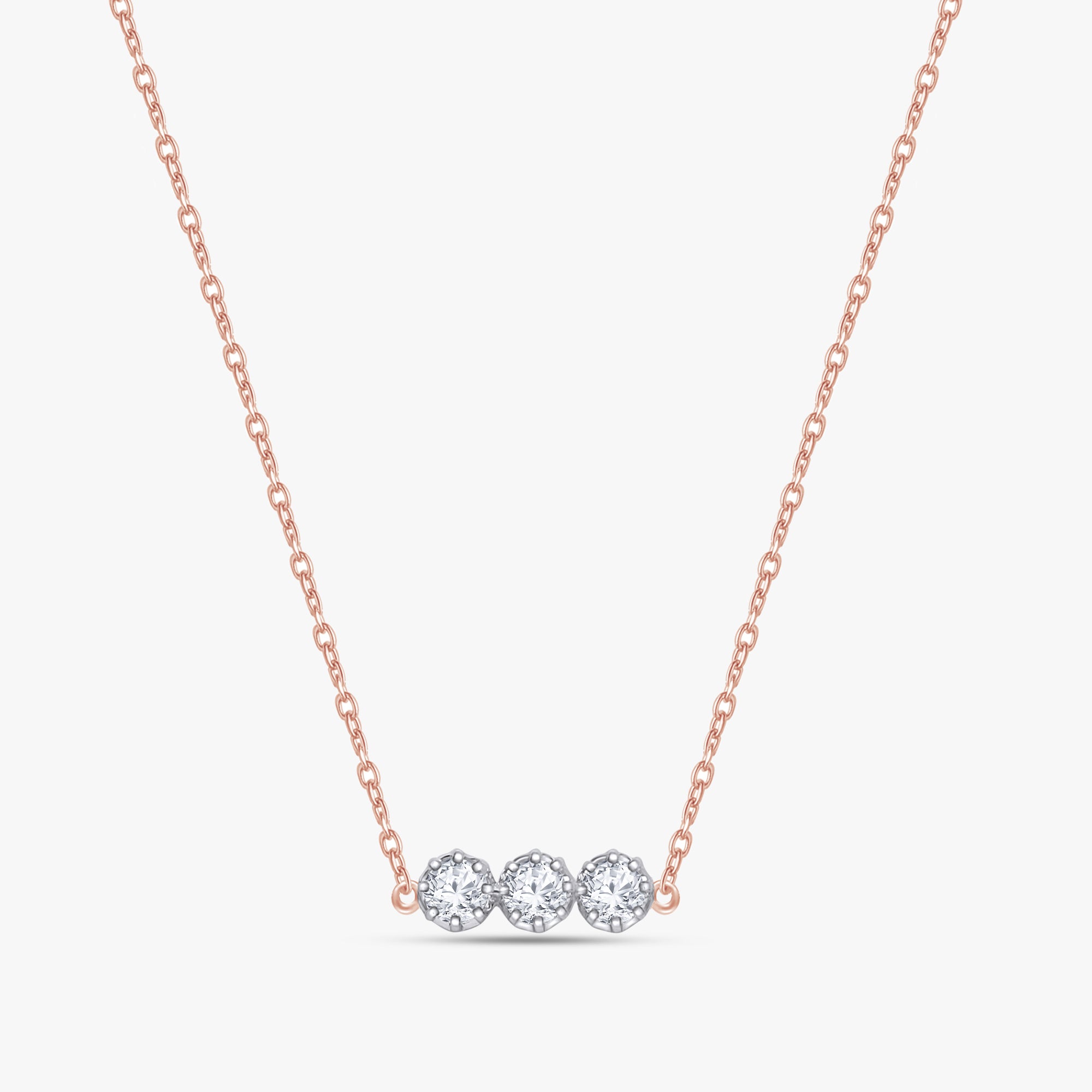 0.50 Carat Round Cut Lab Grown Diamond 3-Stone Necklace
