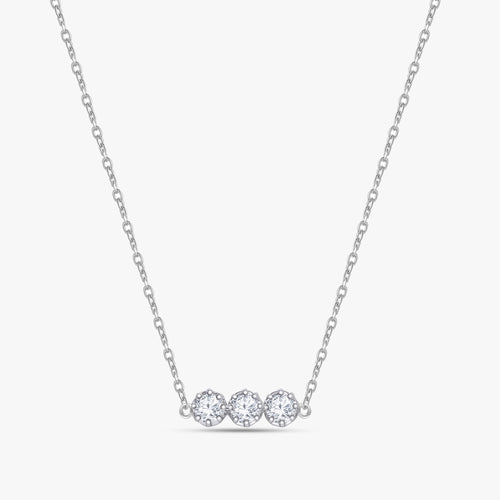 0.50 Carat Round Cut Lab Grown Diamond 3-Stone Necklace