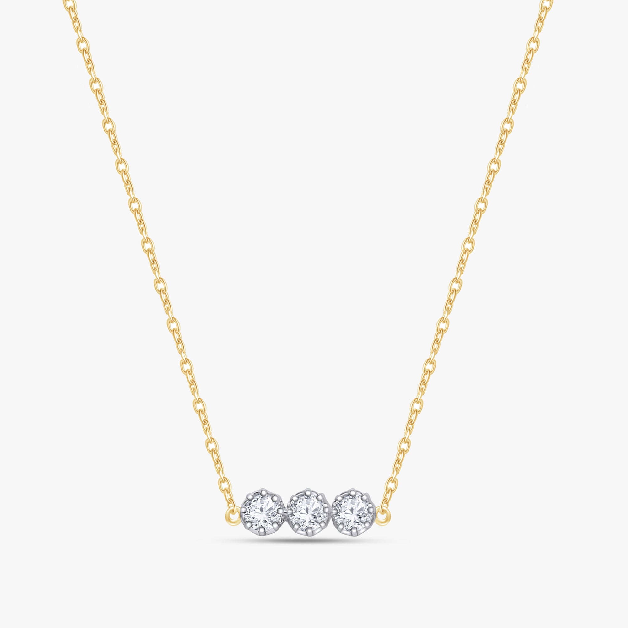 0.50 Carat Round Cut Lab Grown Diamond 3-Stone Necklace