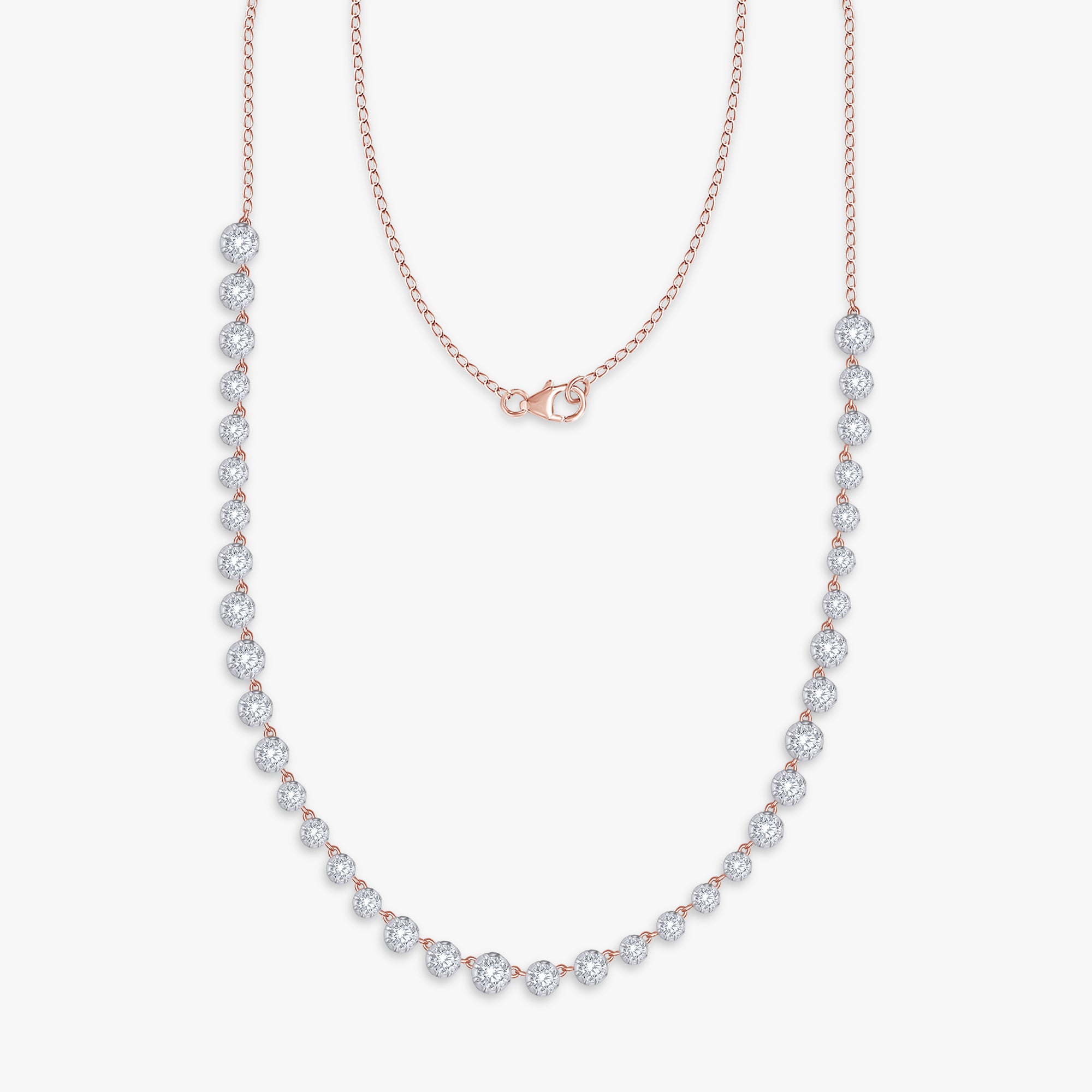 5.65 Carat Round Cut Lab Grown Diamond Station Necklace