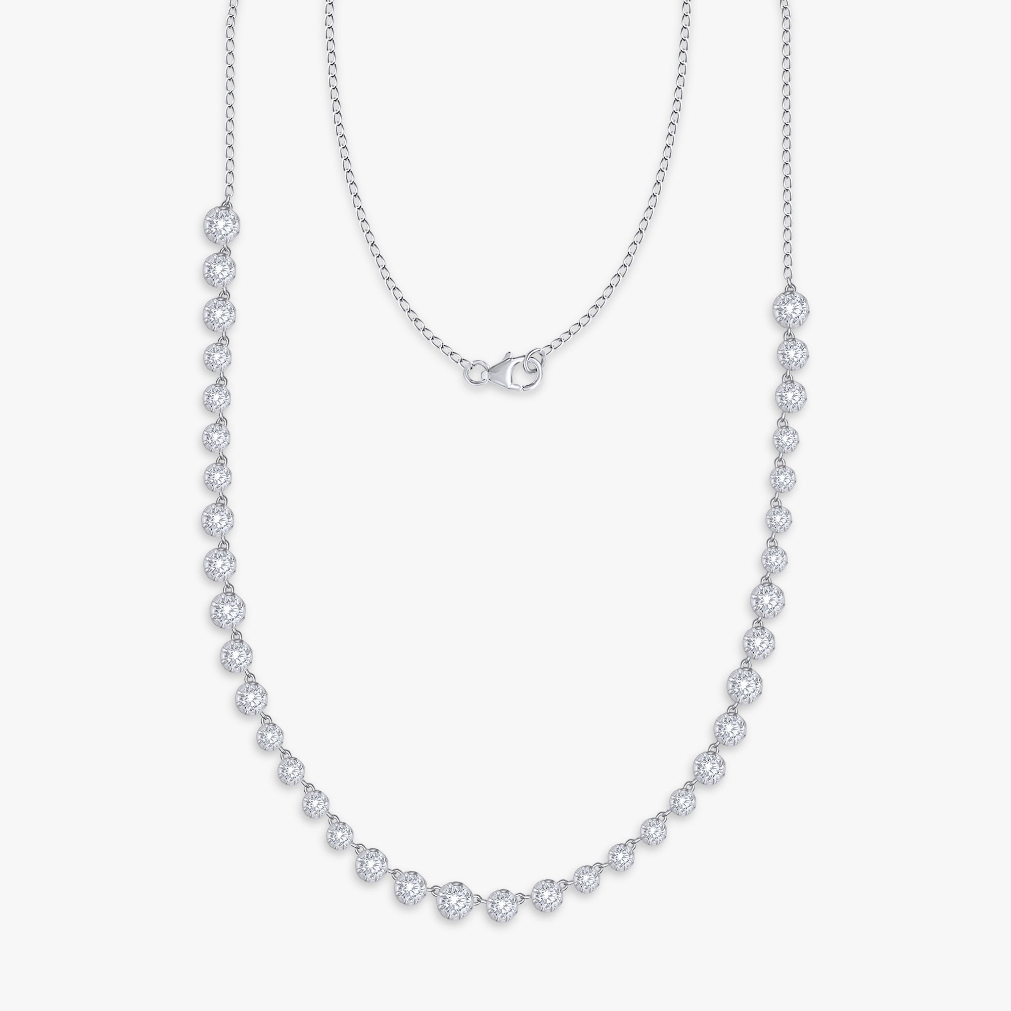 5.65 Carat Round Cut Lab Grown Diamond Station Necklace