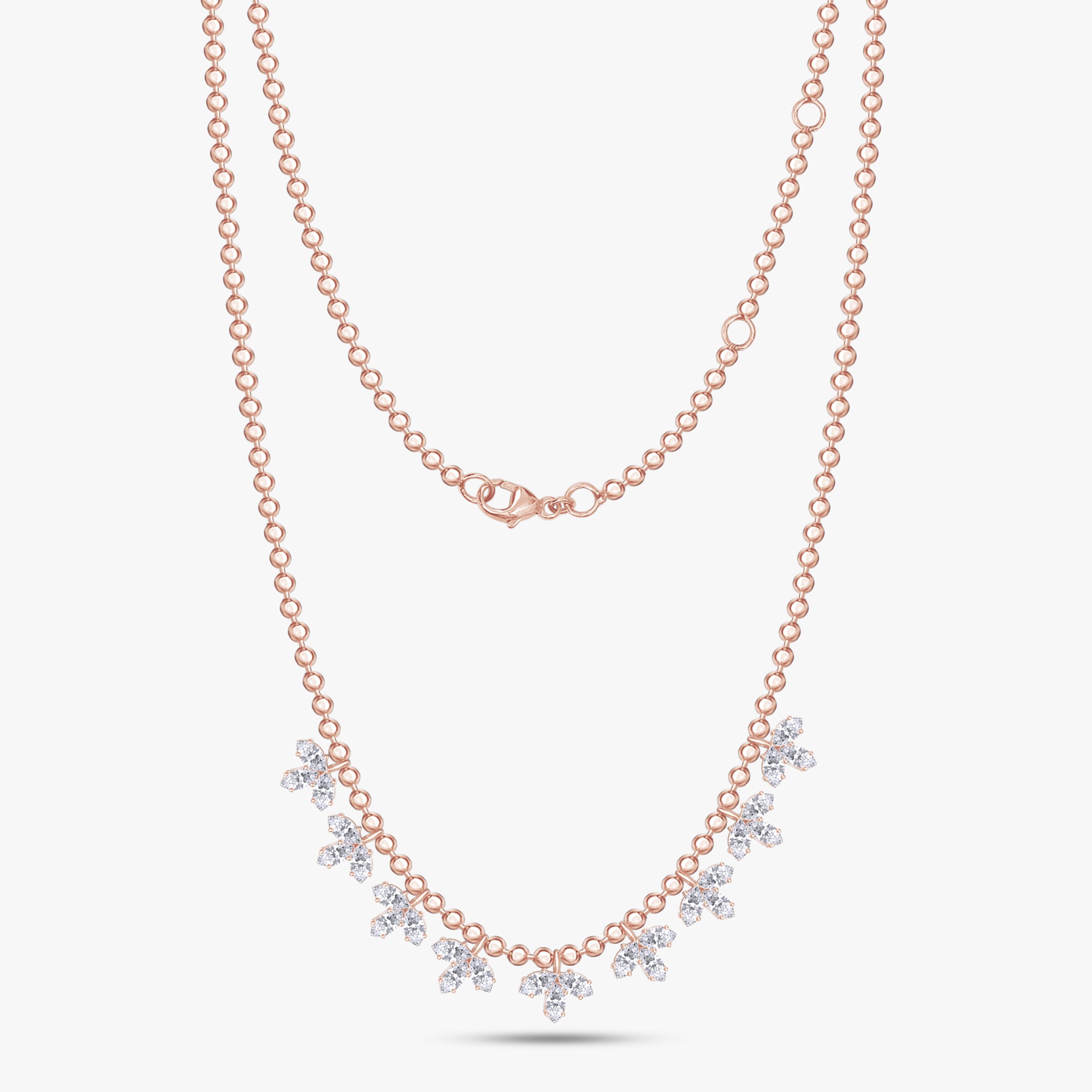 2.70 Carat Marquise Cut Lab Grown Diamond Tennis Flower Necklace