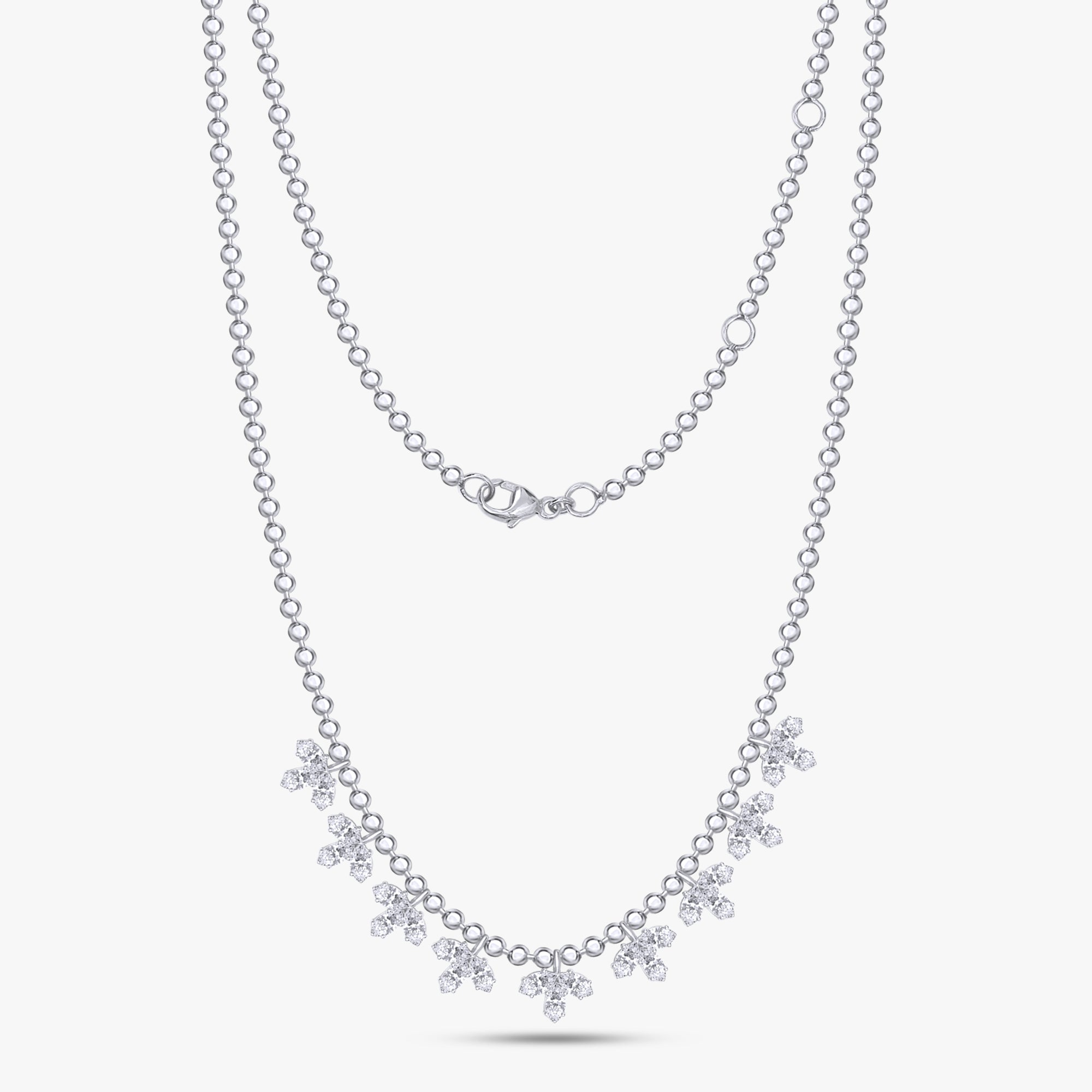 2.70 Carat Marquise Cut Lab Grown Diamond Tennis Flower Necklace