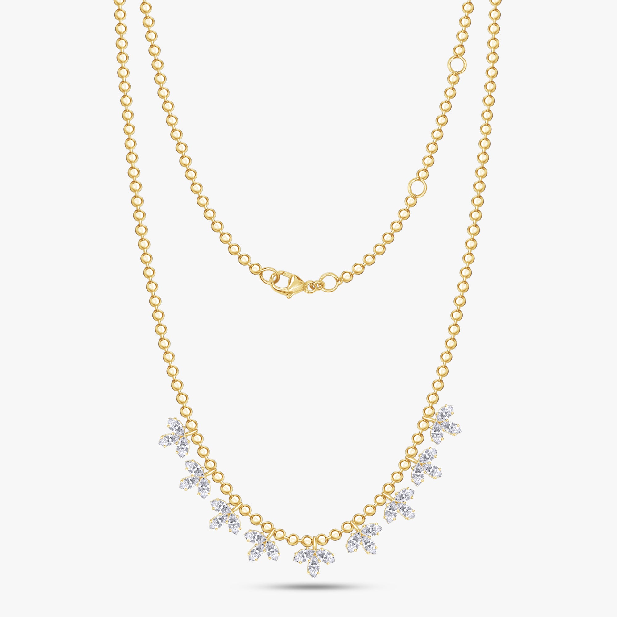 2.70 Carat Marquise Cut Lab Grown Diamond Tennis Flower Necklace