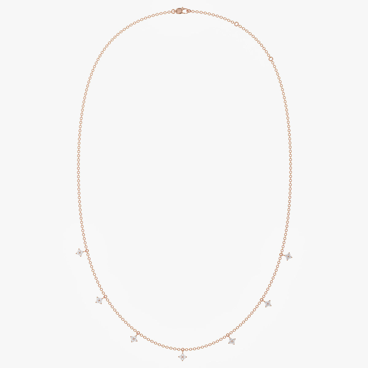 0.28 Carat Round Cut Lab Grown Diamond Tennis Flower Charm Necklace