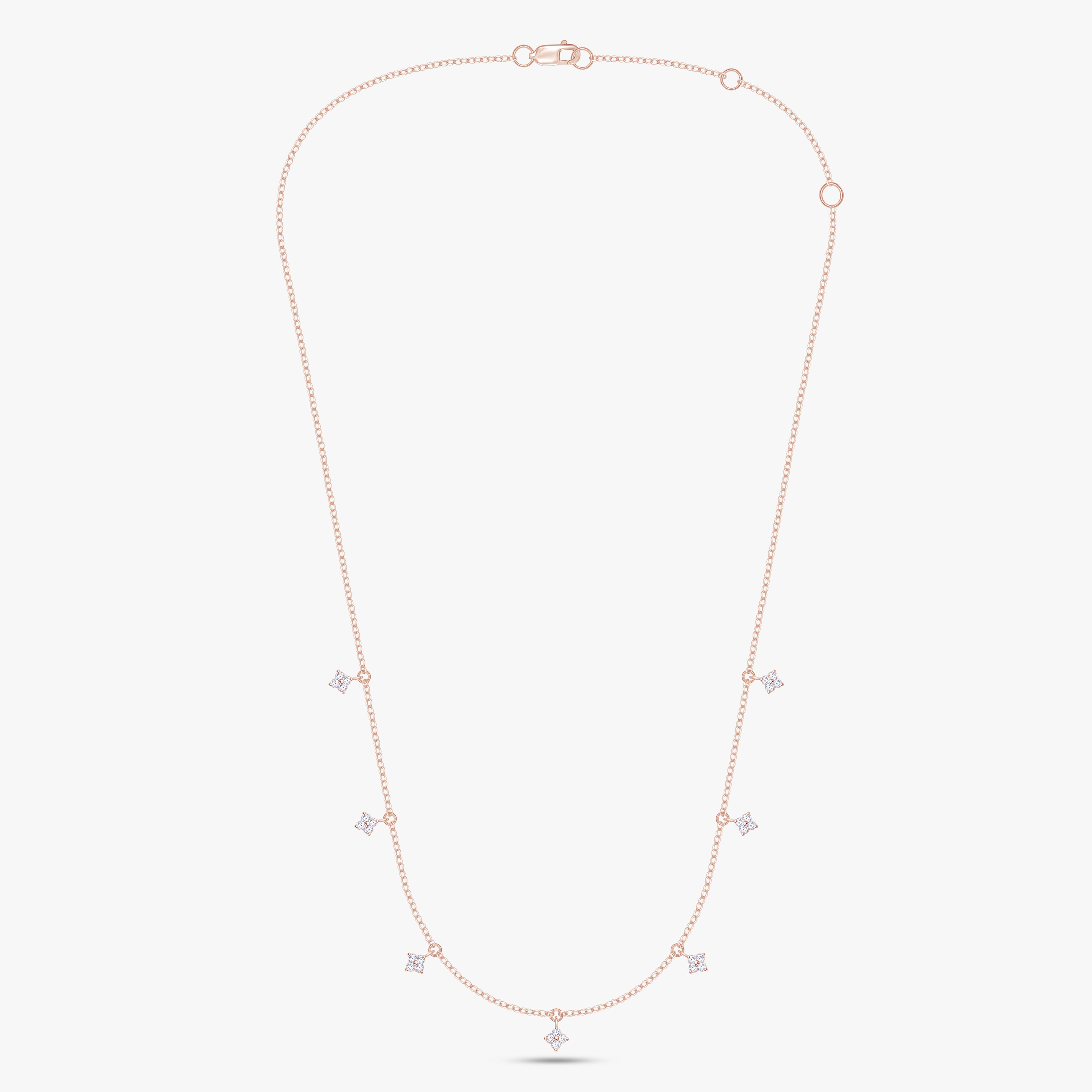 0.28 Carat Round Cut Lab Grown Diamond Tennis Flower Charm Necklace