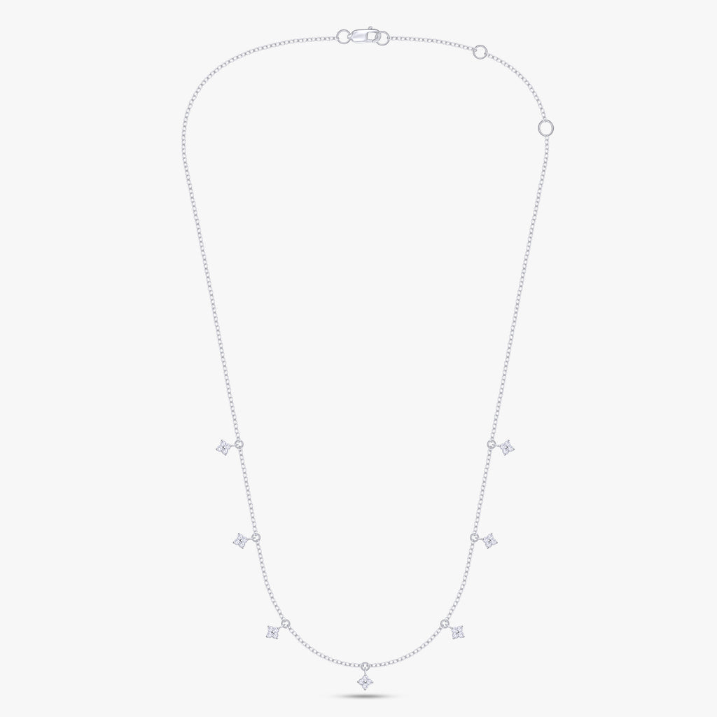 0.28 Carat Round Cut Lab Grown Diamond Tennis Flower Charm Necklace
