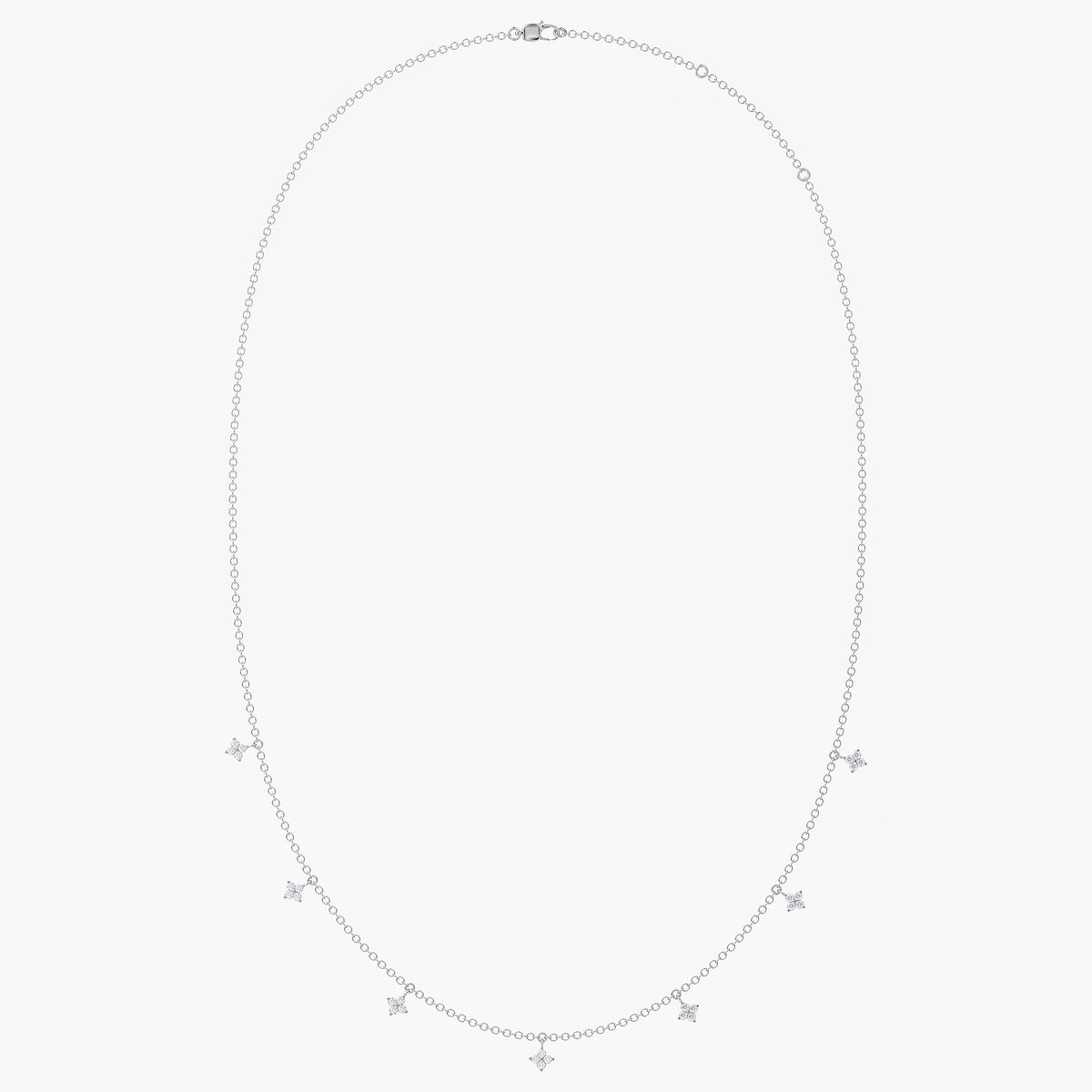 0.28 Carat Round Cut Lab Grown Diamond Tennis Flower Charm Necklace