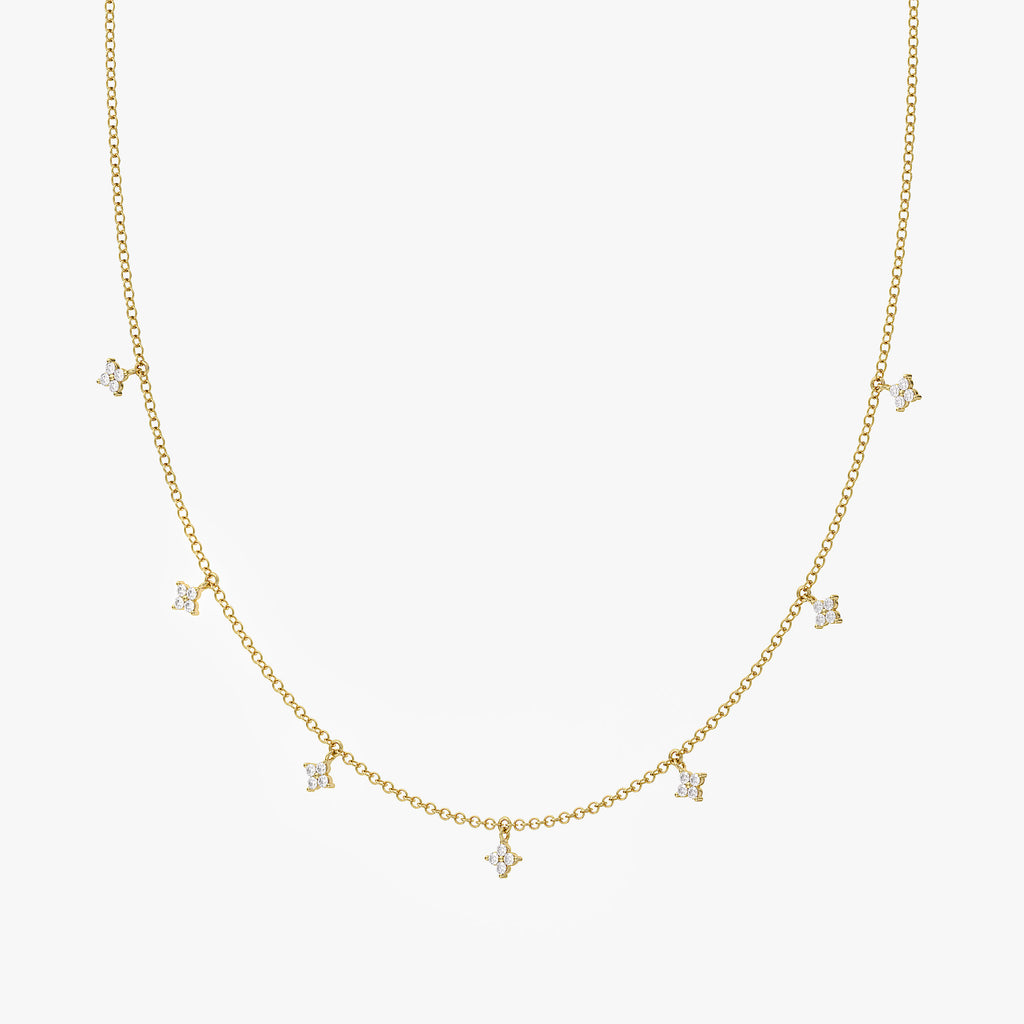 0.28 Carat Round Cut Lab Grown Diamond Tennis Flower Charm Necklace
