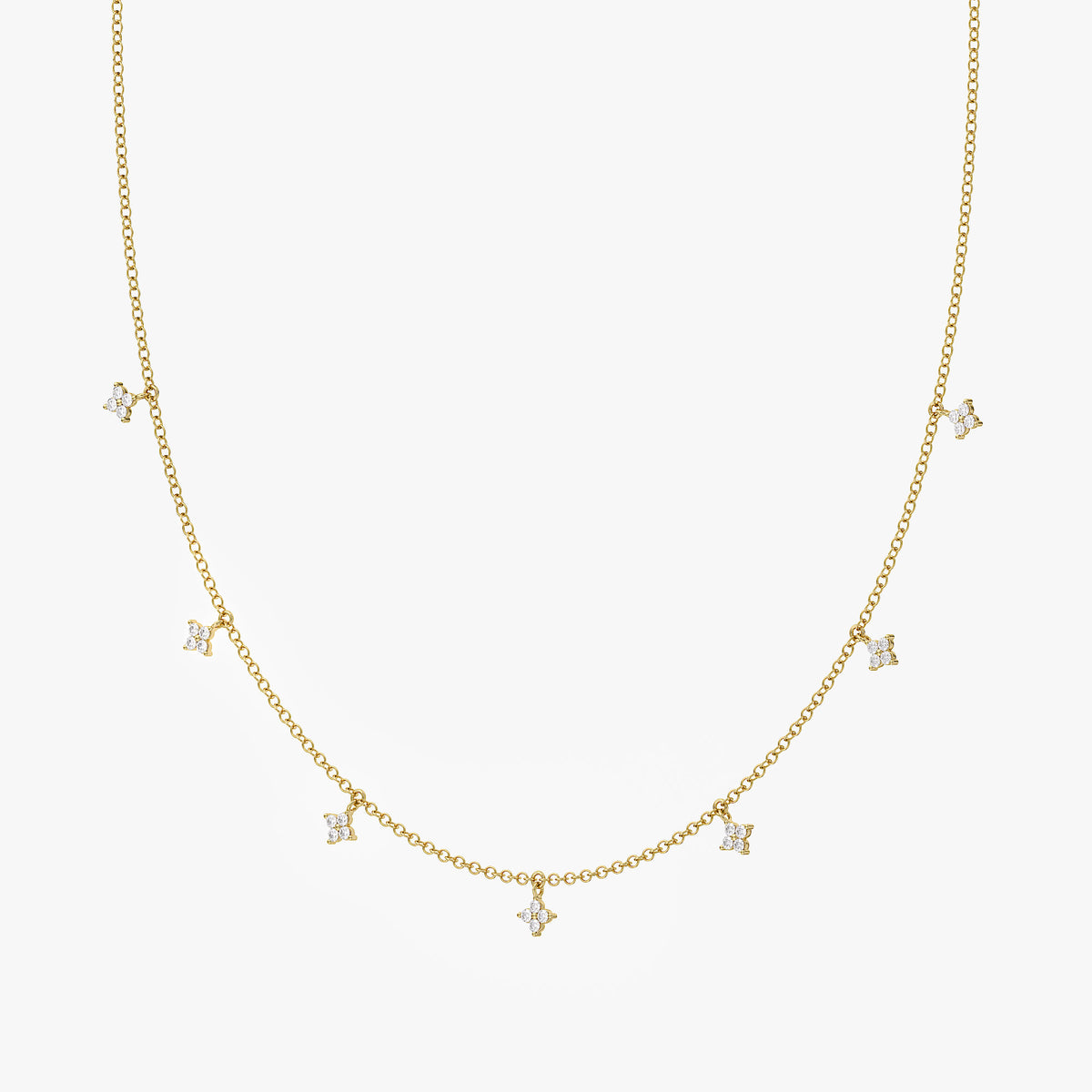 0.28 Carat Round Cut Lab Grown Diamond Tennis Flower Charm Necklace