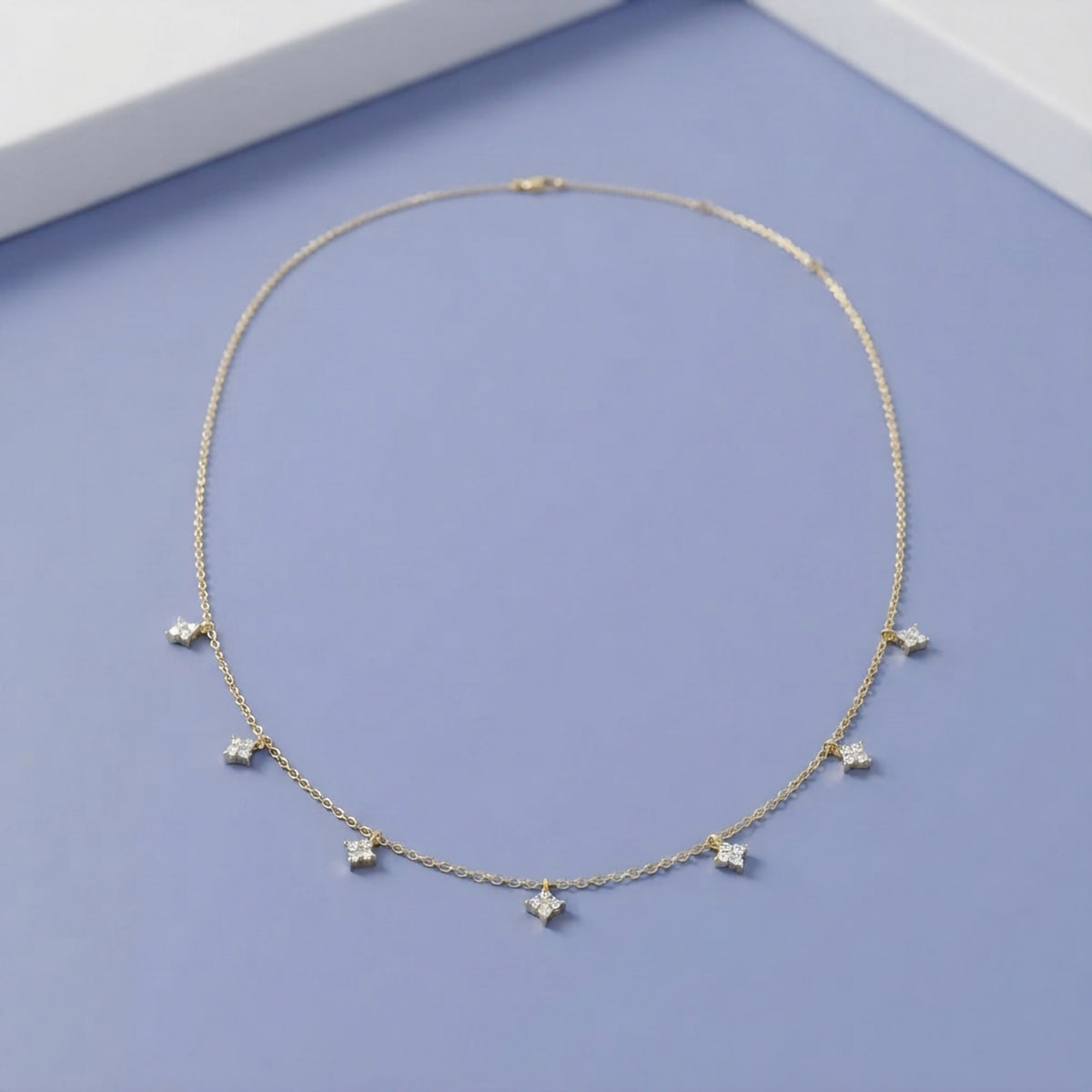 0.28 Carat Round Cut Lab Grown Diamond Tennis Flower Charm Necklace