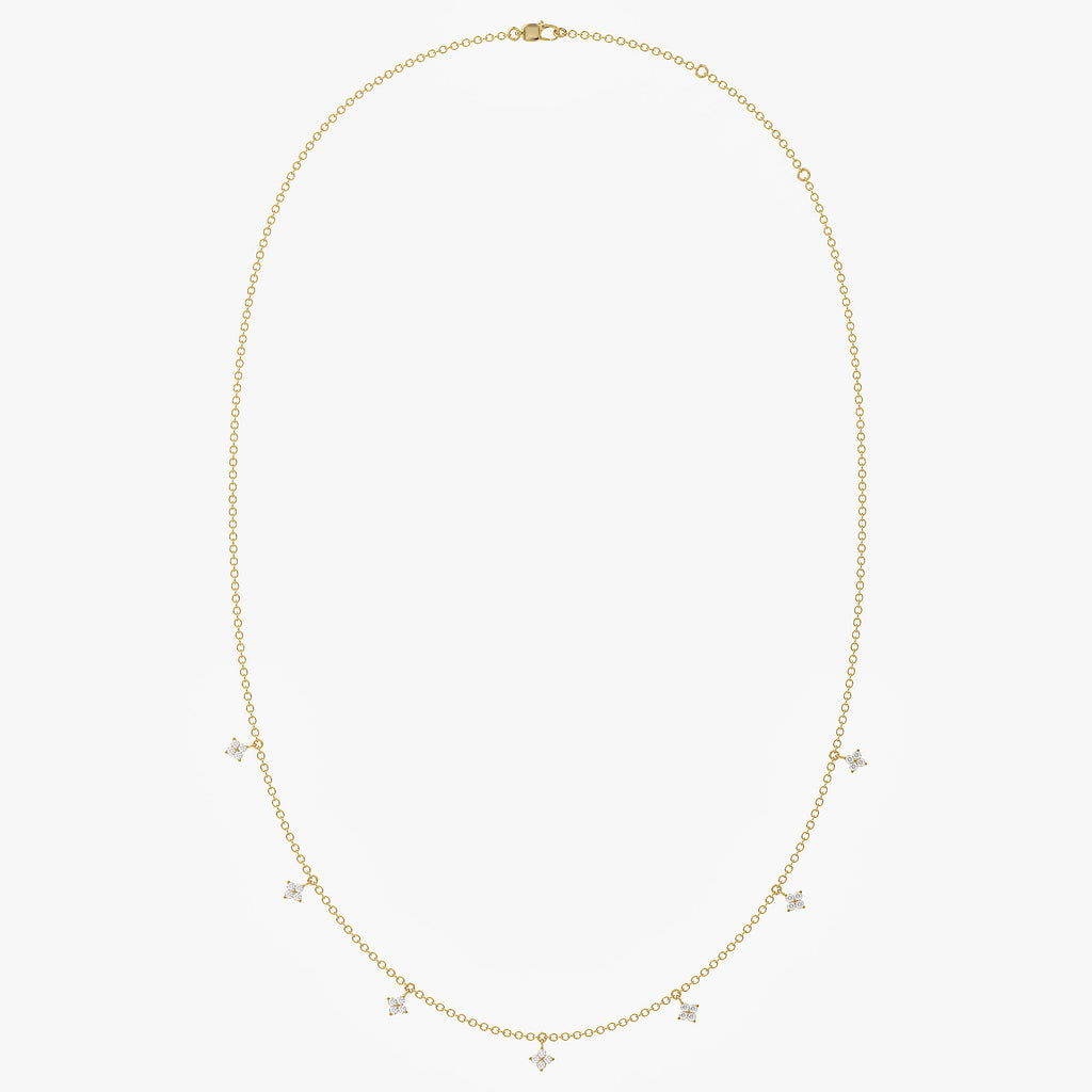 0.28 Carat Round Cut Lab Grown Diamond Tennis Flower Charm Necklace
