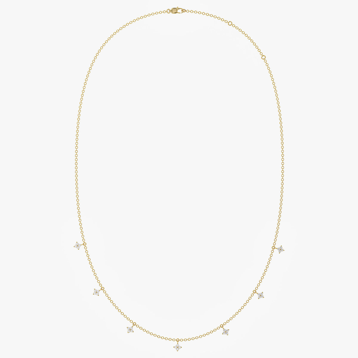 0.28 Carat Round Cut Lab Grown Diamond Tennis Flower Charm Necklace