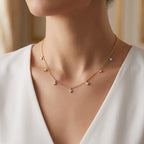 0.28 Carat Round Cut Lab Grown Diamond Tennis Flower Charm Necklace