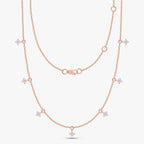 0.28 Carat Round Cut Lab Grown Diamond Tennis Flower Charm Necklace