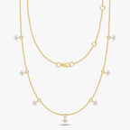0.28 Carat Round Cut Lab Grown Diamond Tennis Flower Charm Necklace