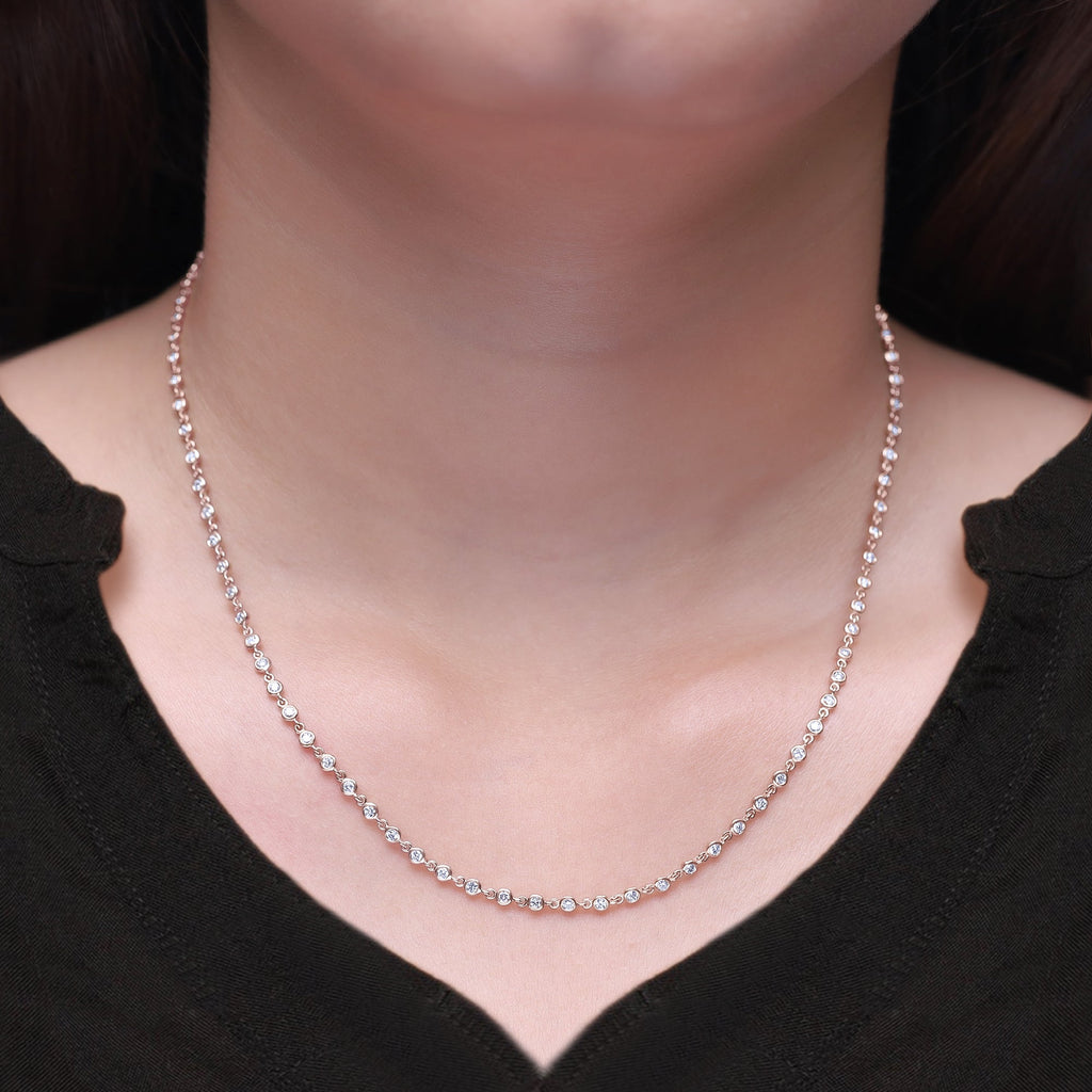 1.60 Carat Round Shape Lab Grown Diamond Tennis Necklace