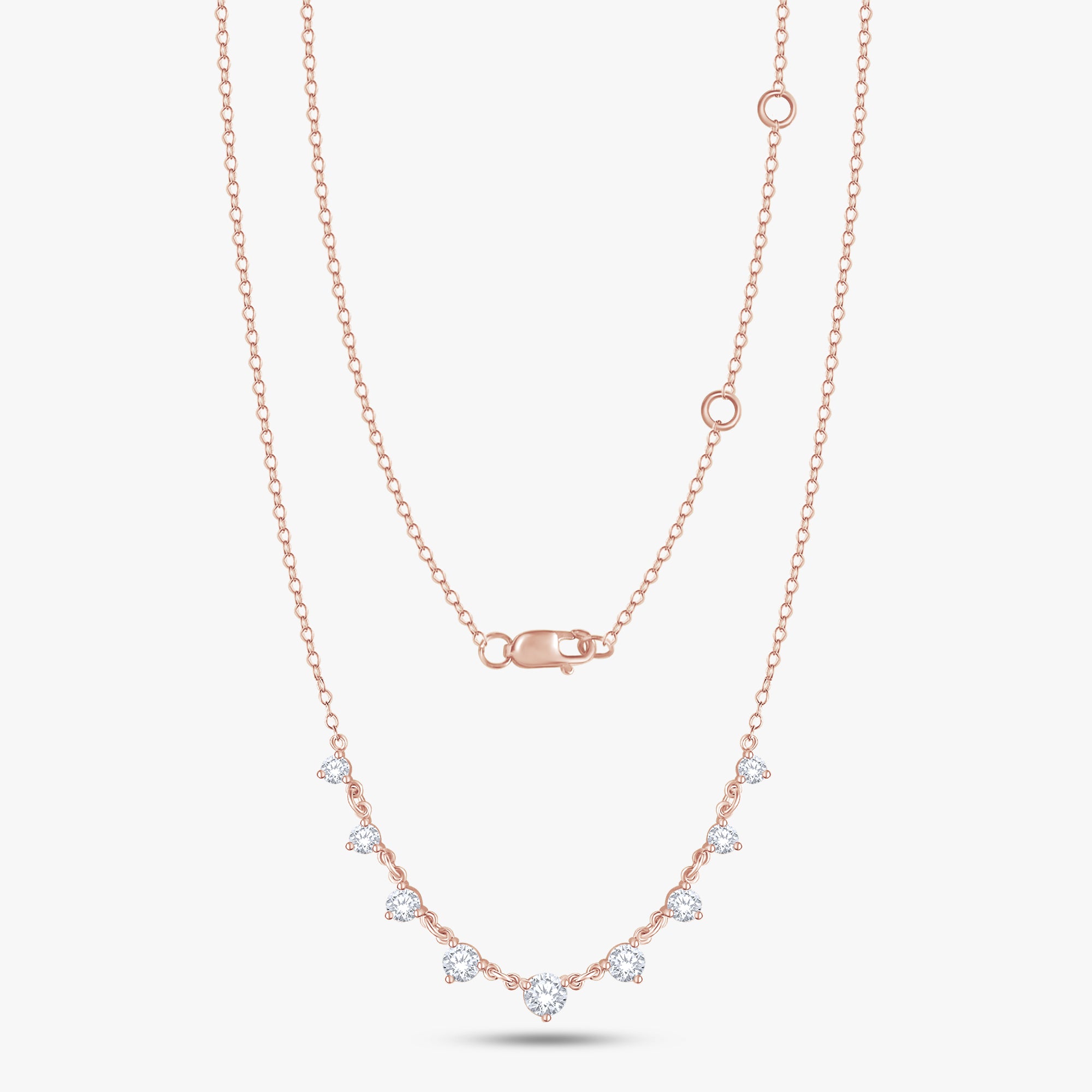 1.00 Carat Round Cut Lab Grown Diamond Station Necklace