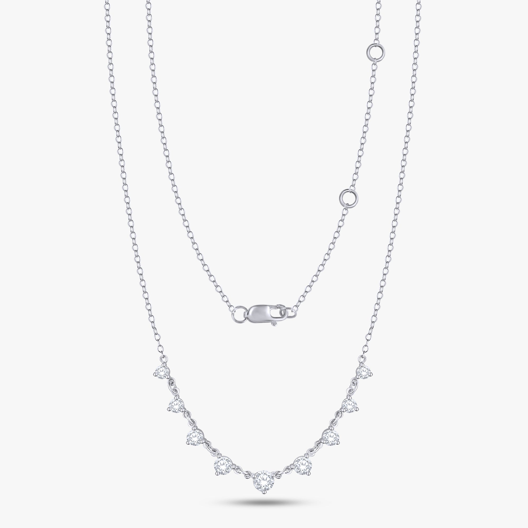 1.00 Carat Round Cut Lab Grown Diamond Station Necklace