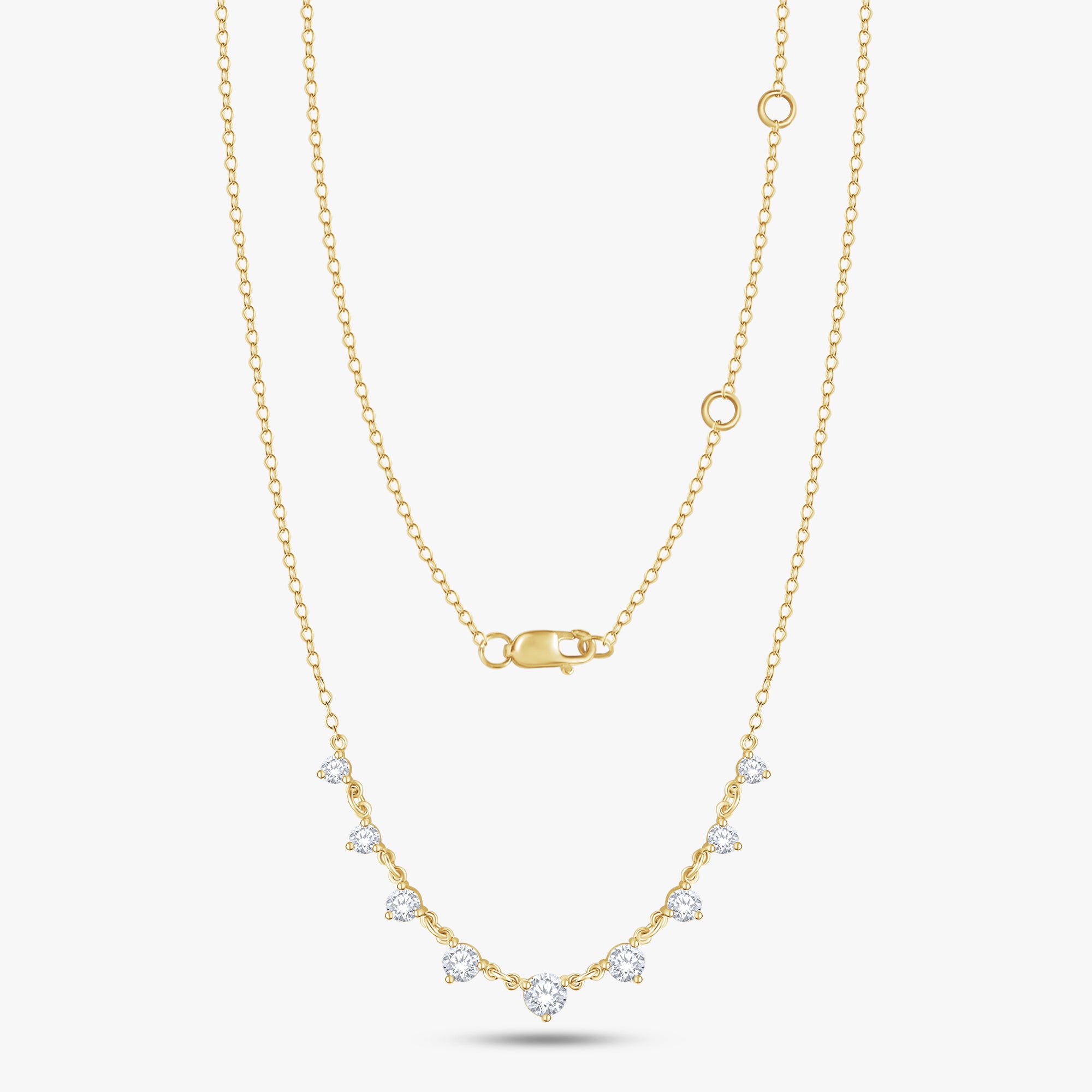 1.00 Carat Round Cut Lab Grown Diamond Station Necklace