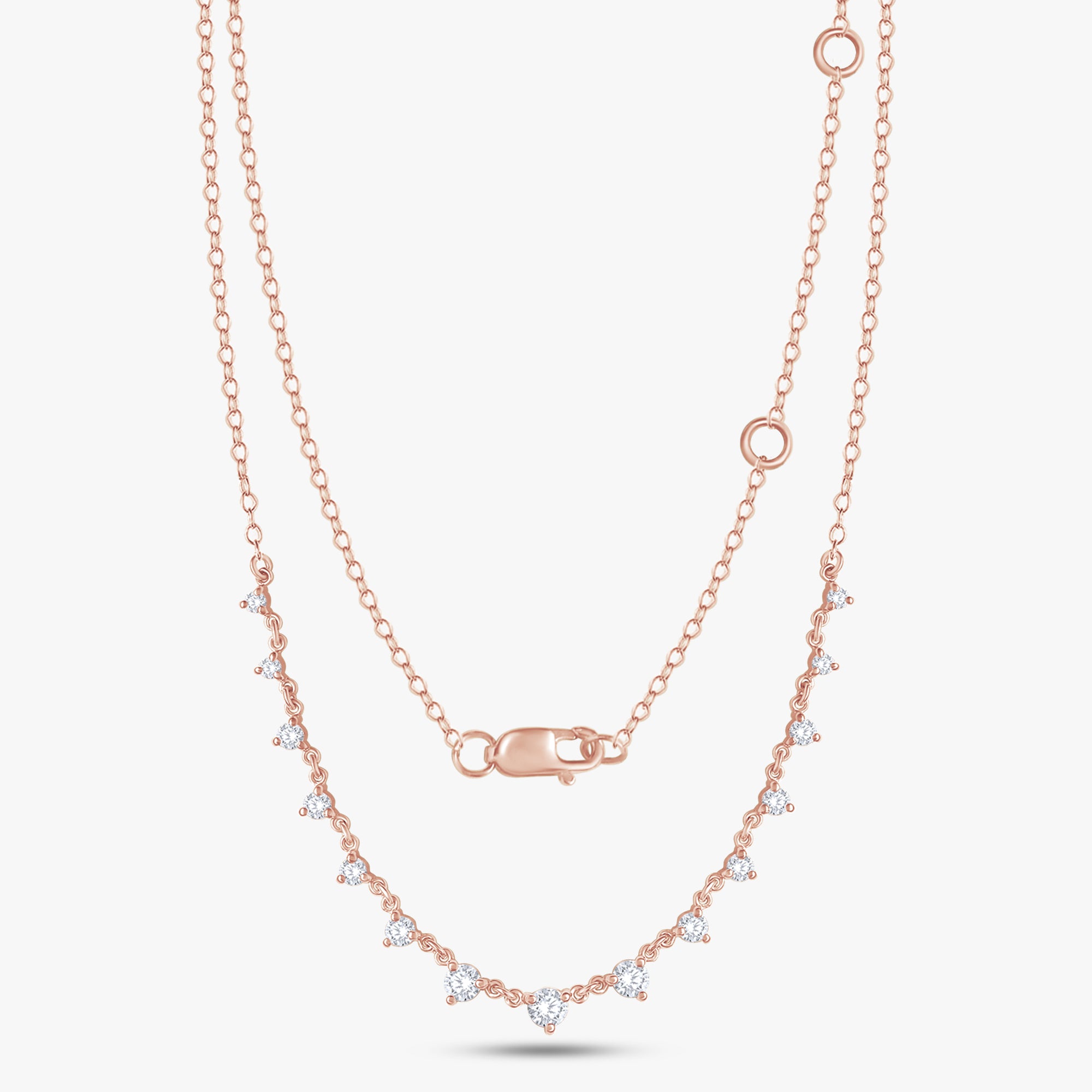 0.90 Carat Round Cut Lab Grown Diamond Station Necklace