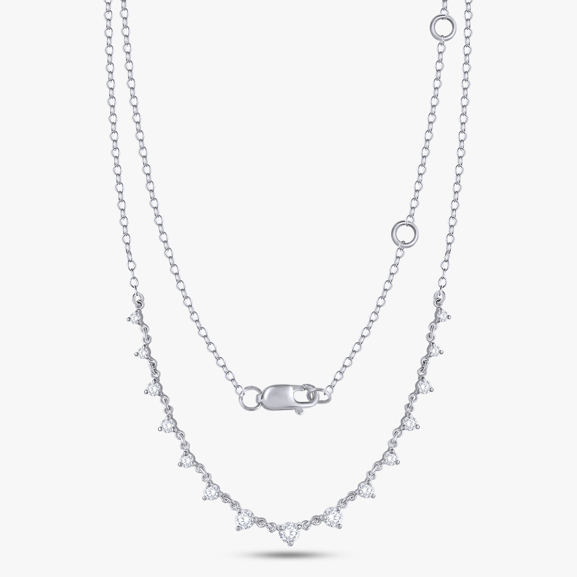 0.90 Carat Round Cut Lab Grown Diamond Station Necklace
