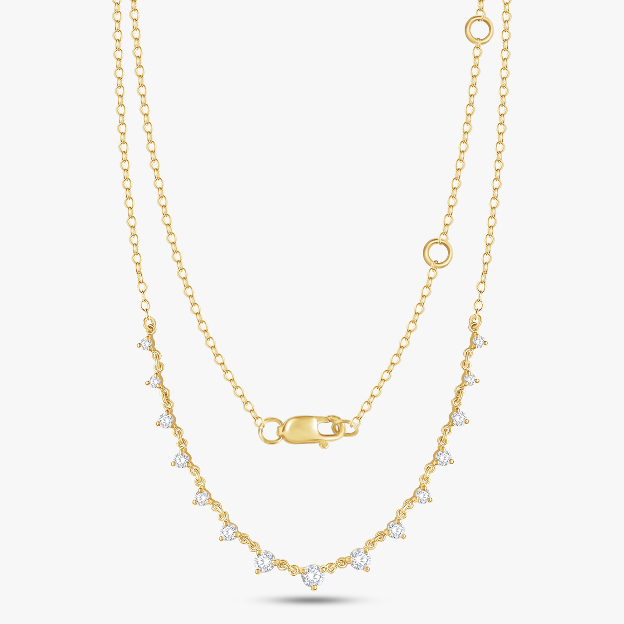 0.90 Carat Round Cut Lab Grown Diamond Station Necklace