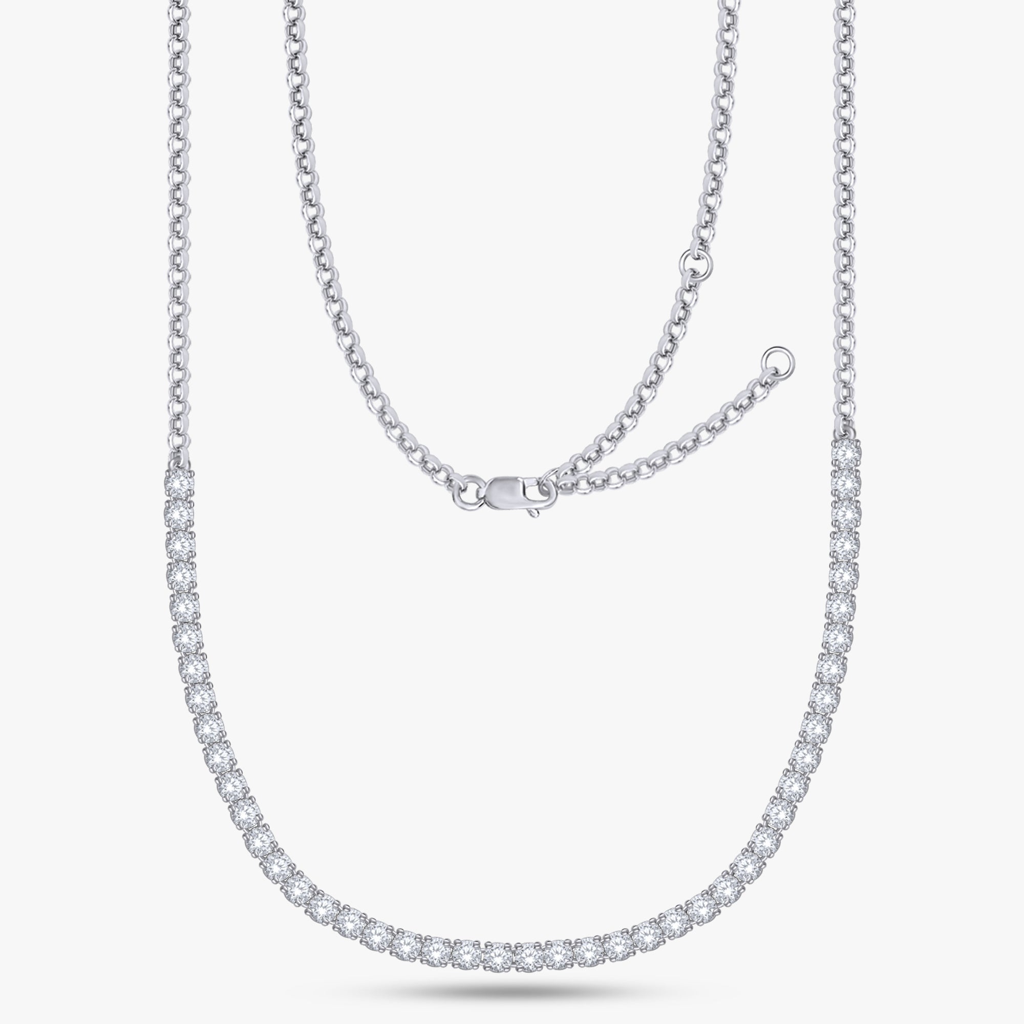 4.00 Carat Round Shape Lab Grown Diamond Tennis Necklace