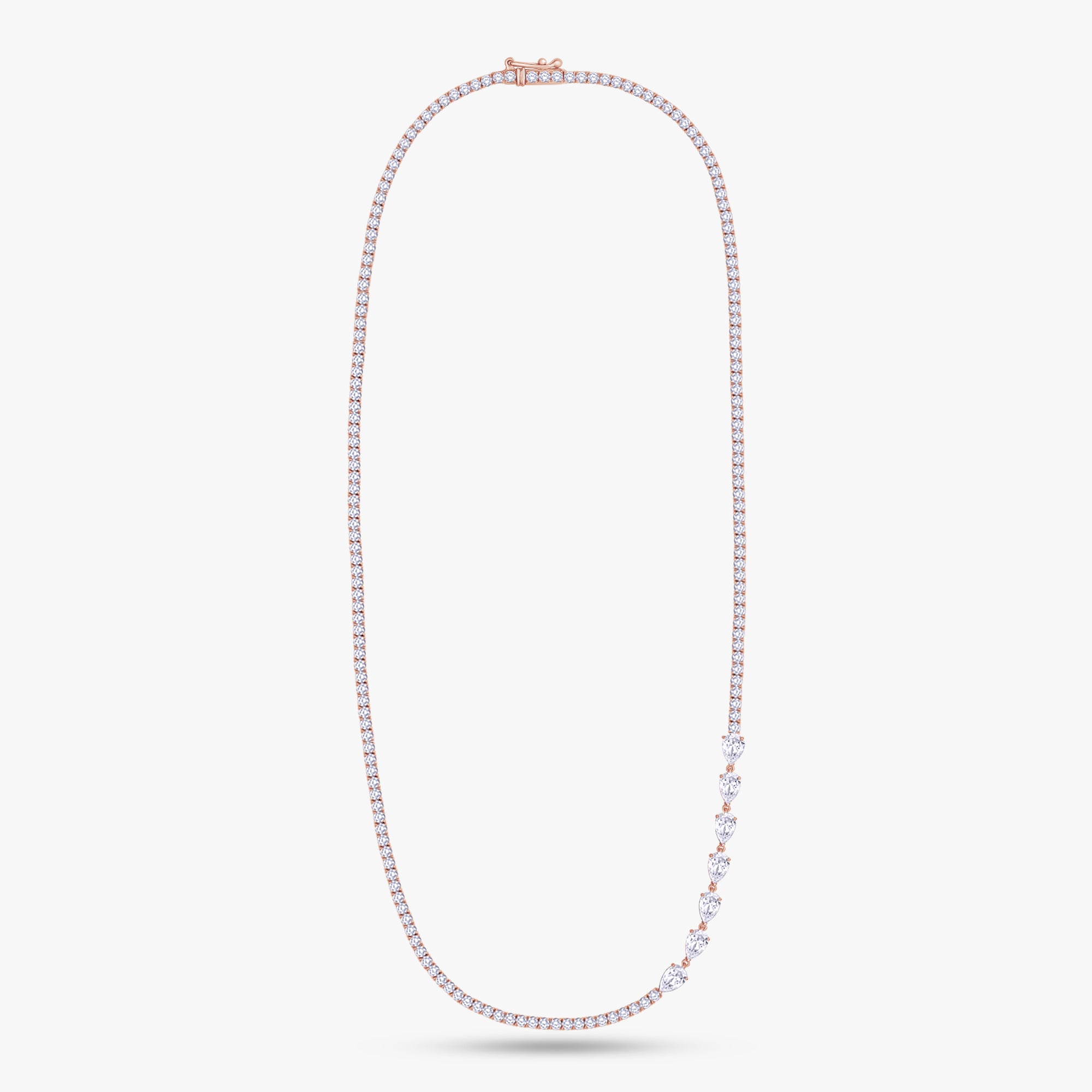 6.90 Carat Pear and Round Cut Lab Grown Diamond Tennis Necklace
