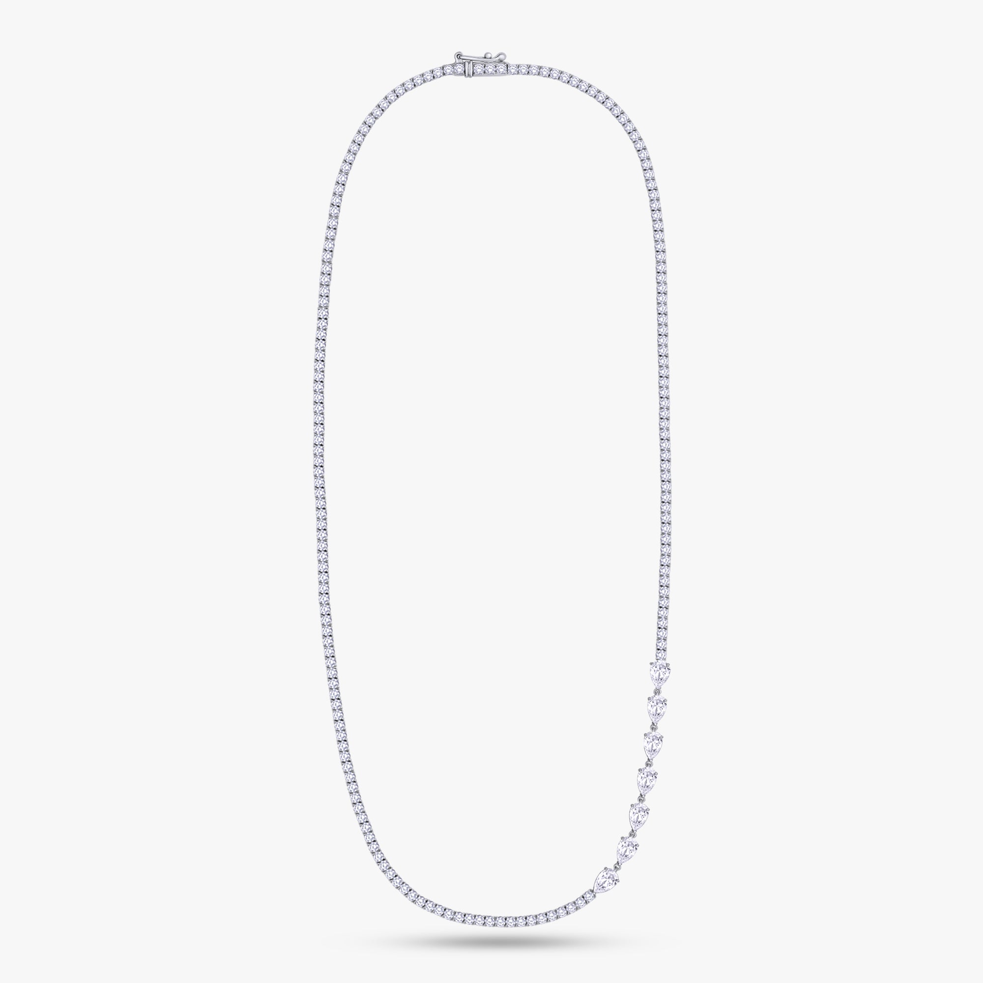 6.90 Carat Pear and Round Cut Lab Grown Diamond Tennis Necklace