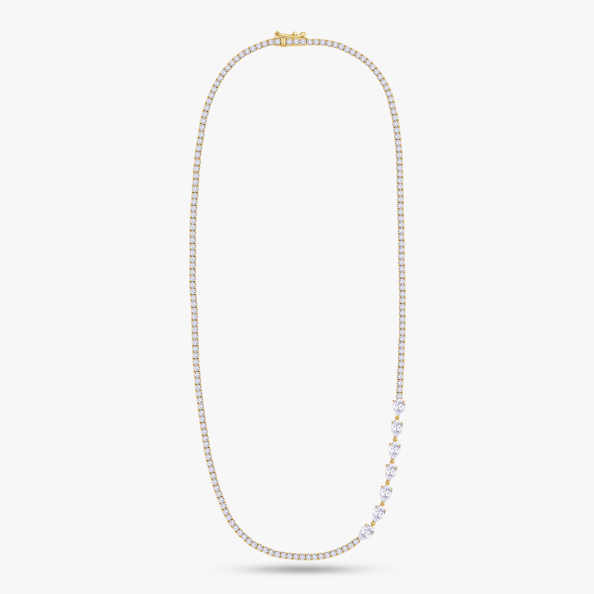 6.90 Carat Pear and Round Cut Lab Grown Diamond Tennis Necklace