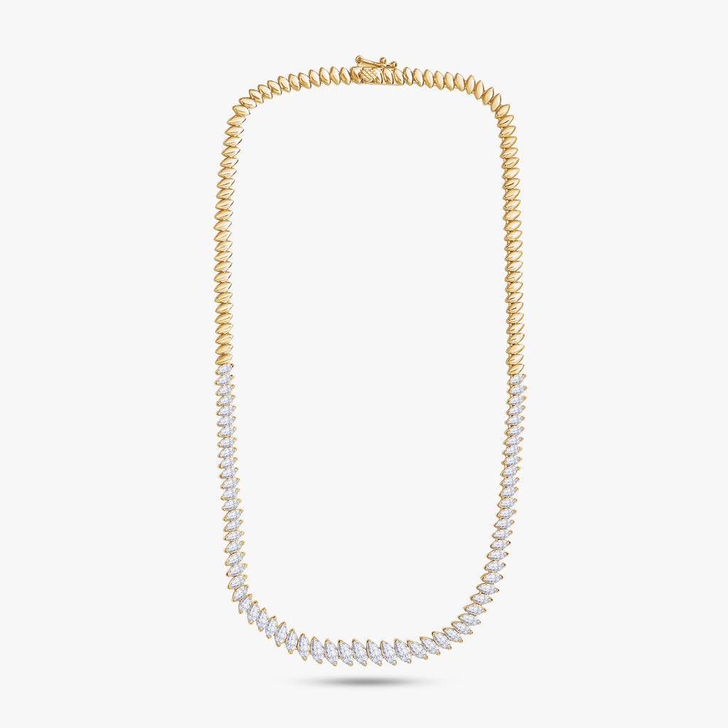 9.25 Carat Marquise Cut Lab Grown Diamond Tennis Necklace