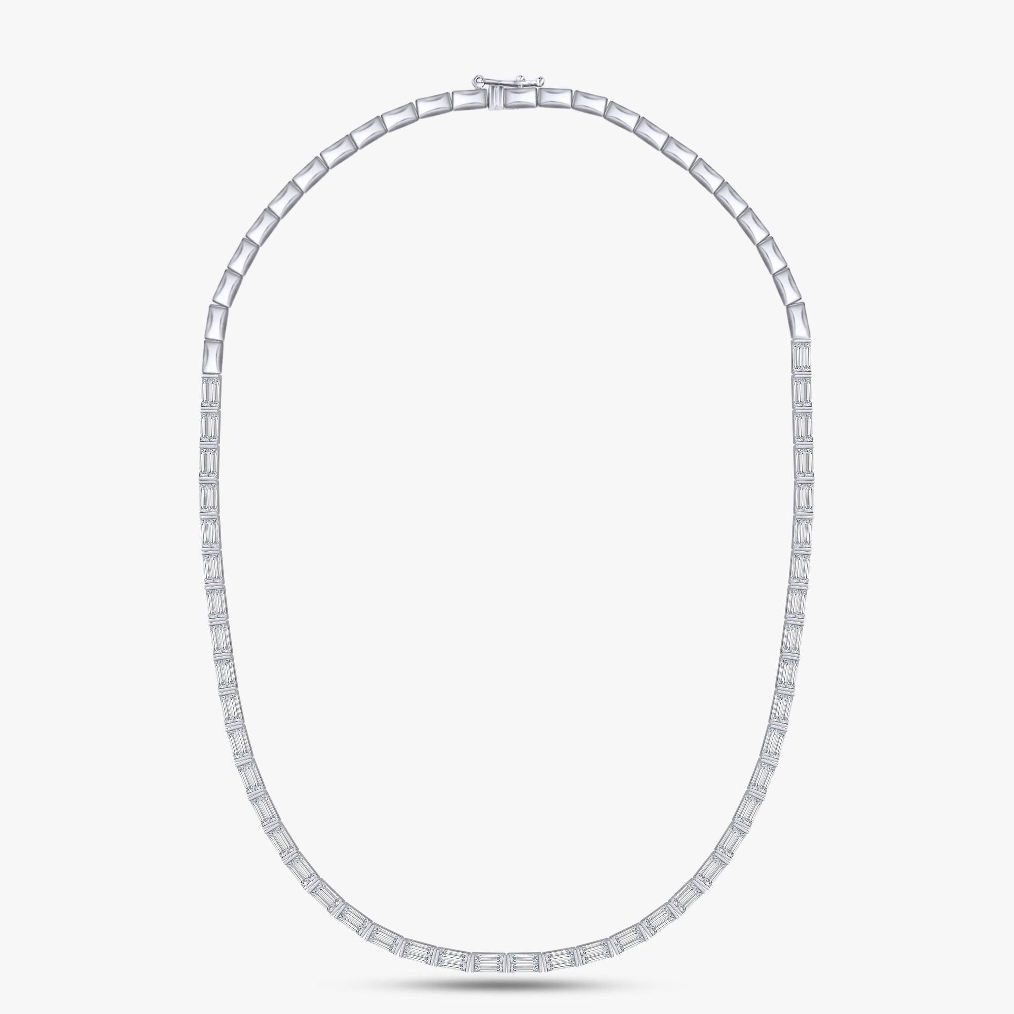 7.40 Carat Baguette Cut Lab Grown Diamond Tennis Necklace