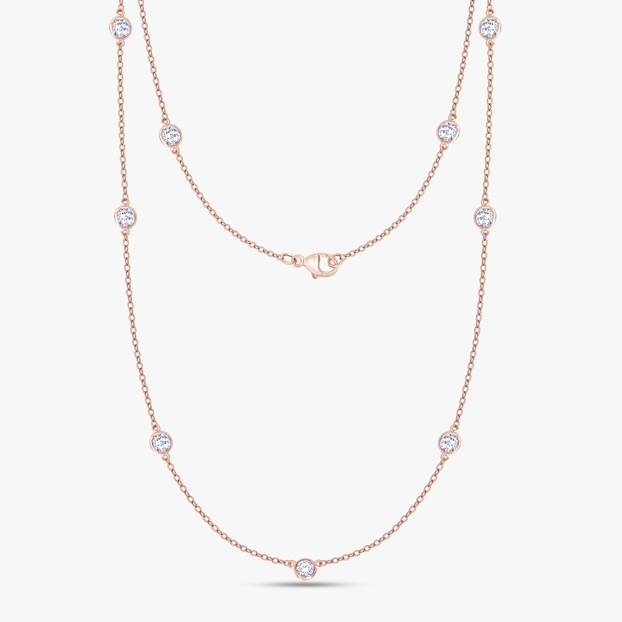 1.40 Carat Round Cut Lab Grown Diamond Station Necklace