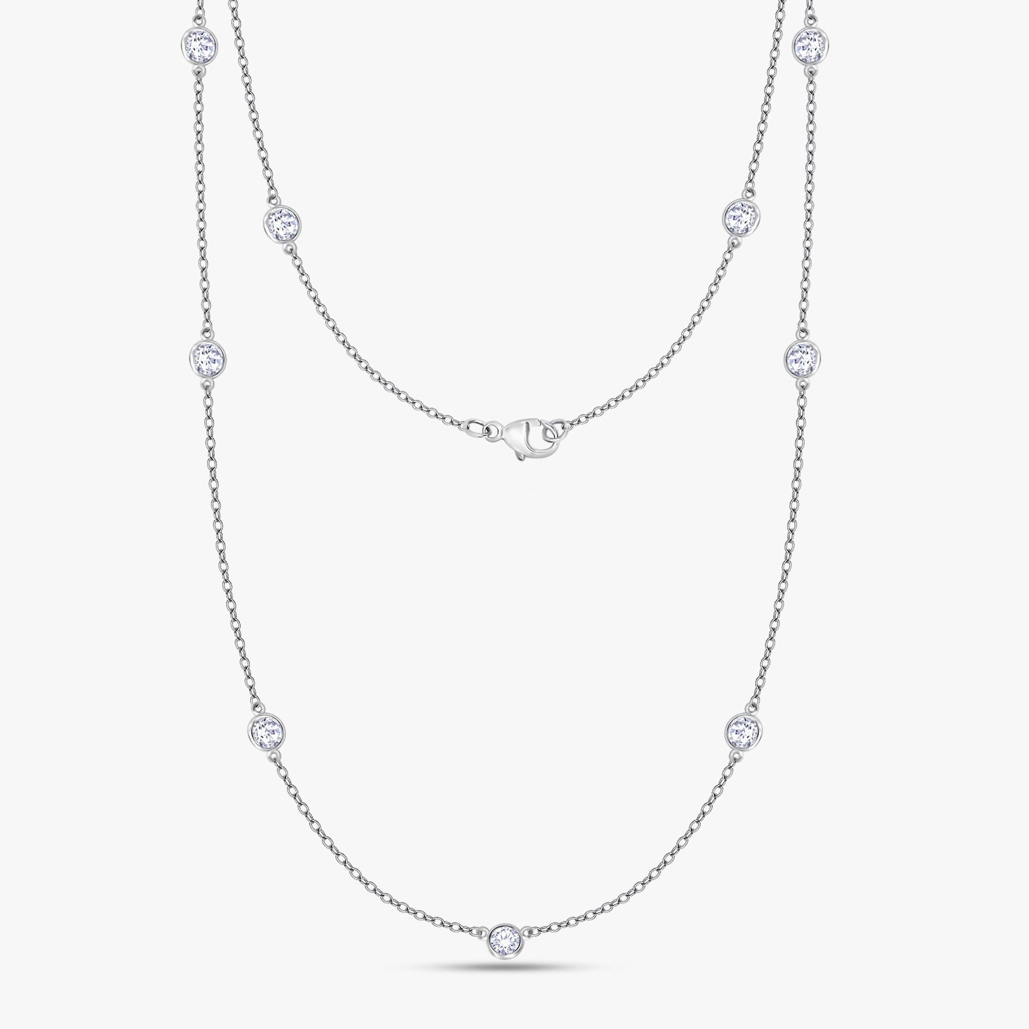 1.40 Carat Round Cut Lab Grown Diamond Station Necklace