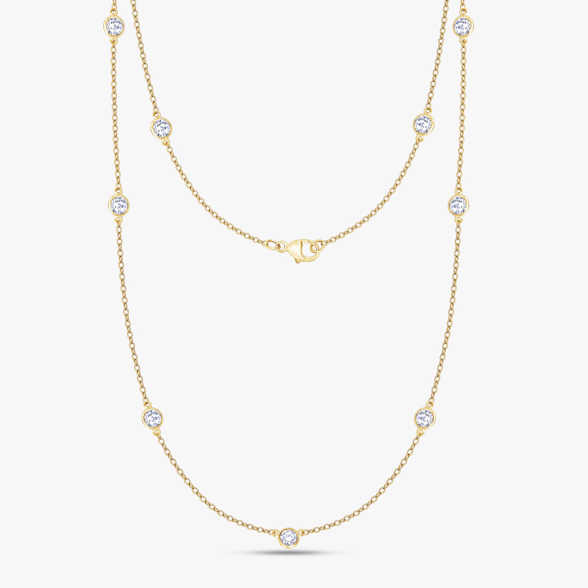 1.40 Carat Round Cut Lab Grown Diamond Station Necklace