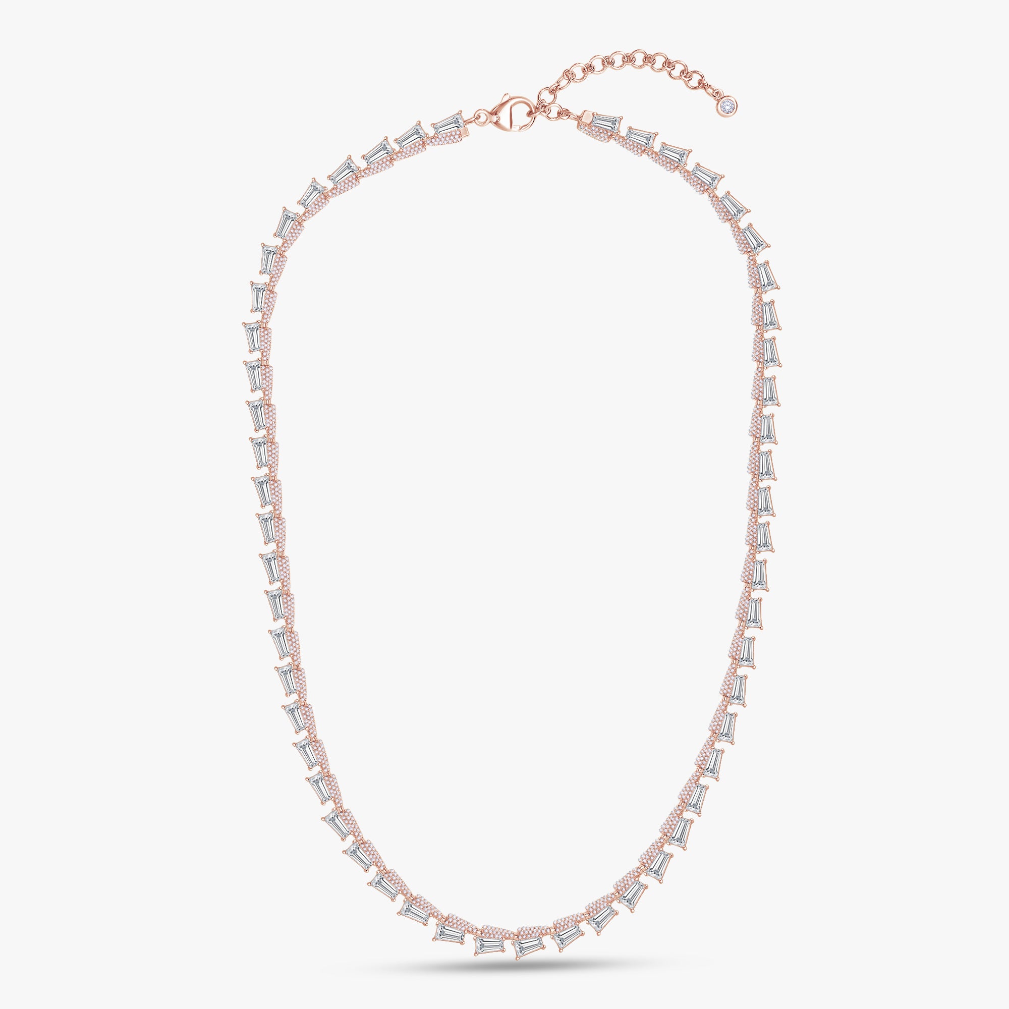 16.50 Carat Baguette and Round Shape Lab Grown Diamond Tennis Necklace