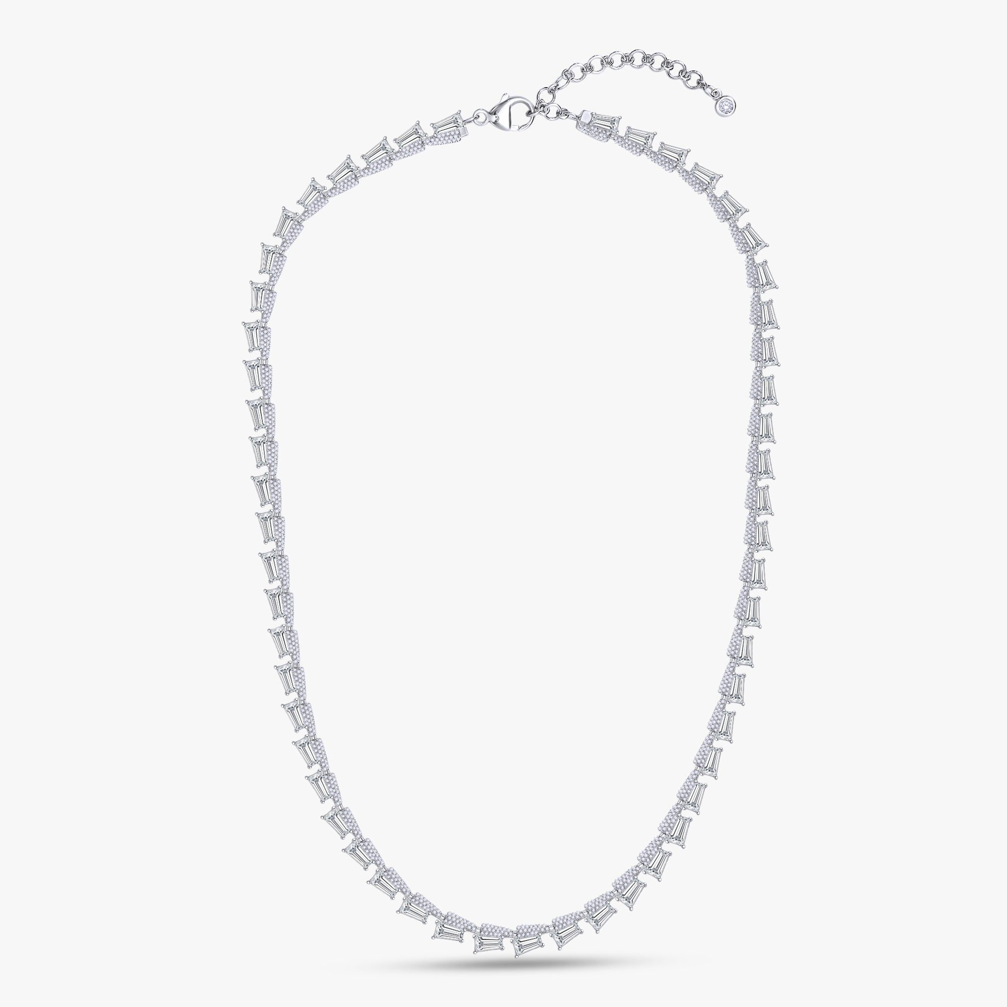 16.50 Carat Baguette and Round Shape Lab Grown Diamond Tennis Necklace