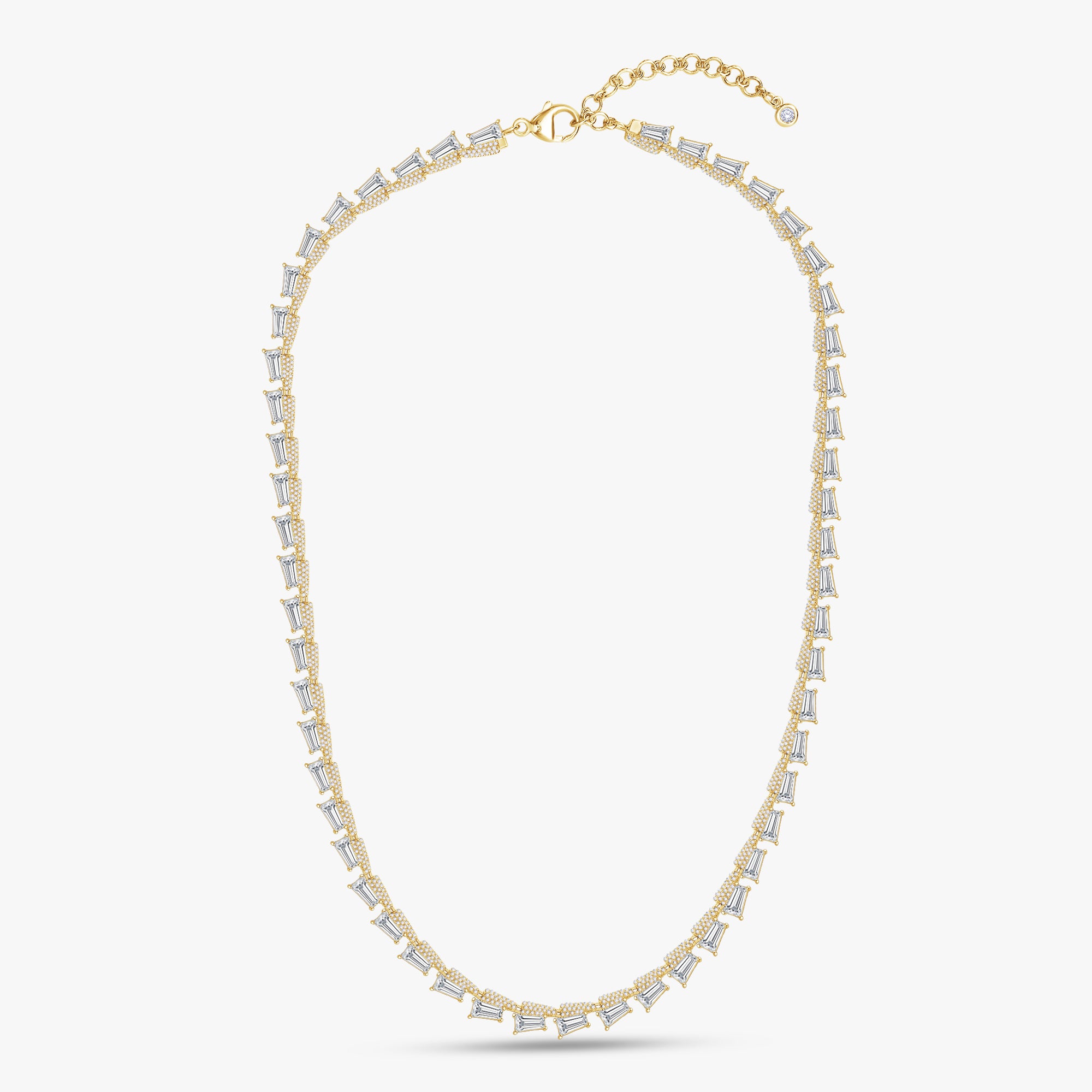 16.50 Carat Baguette and Round Shape Lab Grown Diamond Tennis Necklace