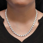 16.50 Carat Baguette and Round Shape Lab Grown Diamond Tennis Necklace
