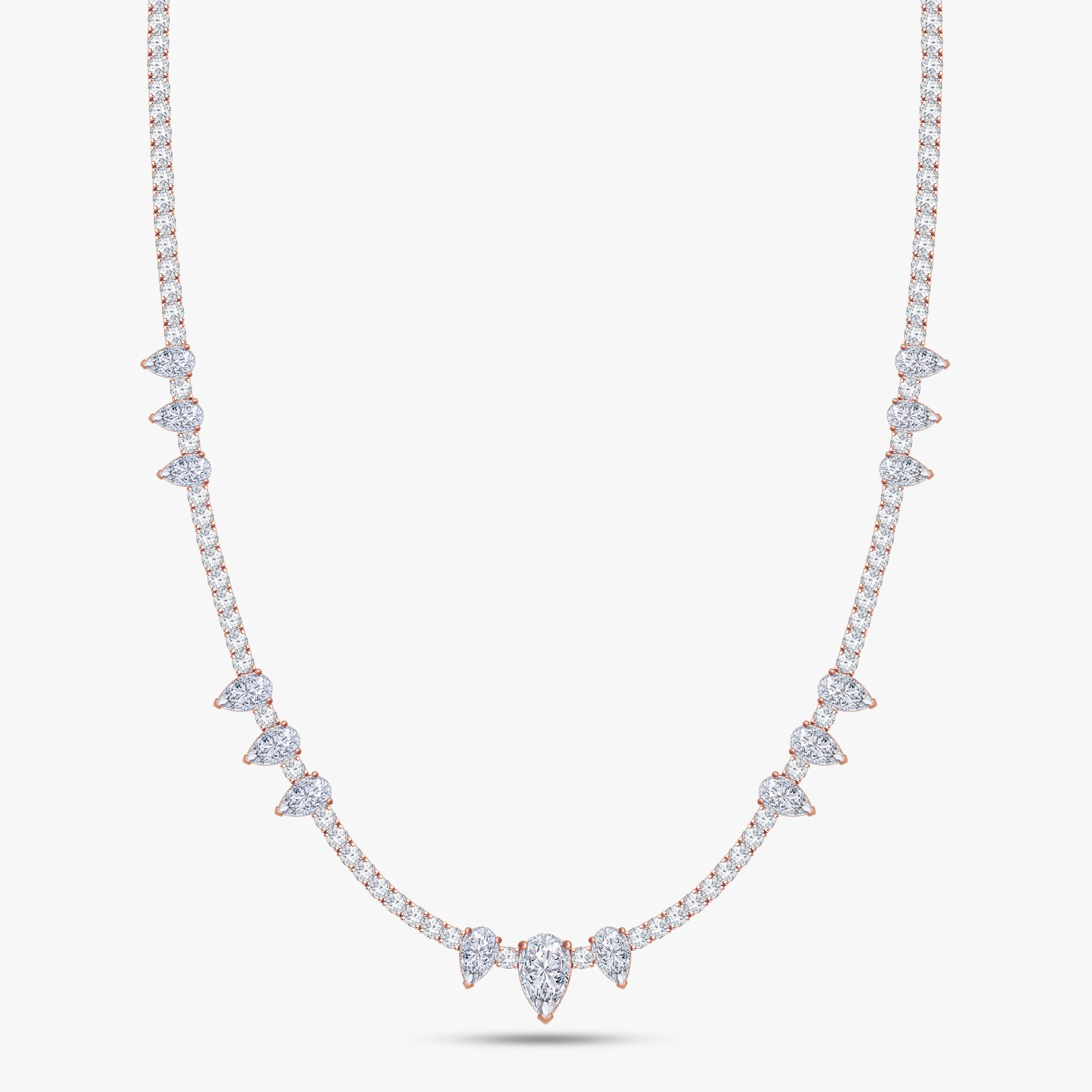 10.00 Carat Pear and Round Cut Lab Grown Diamond Tennis Necklace