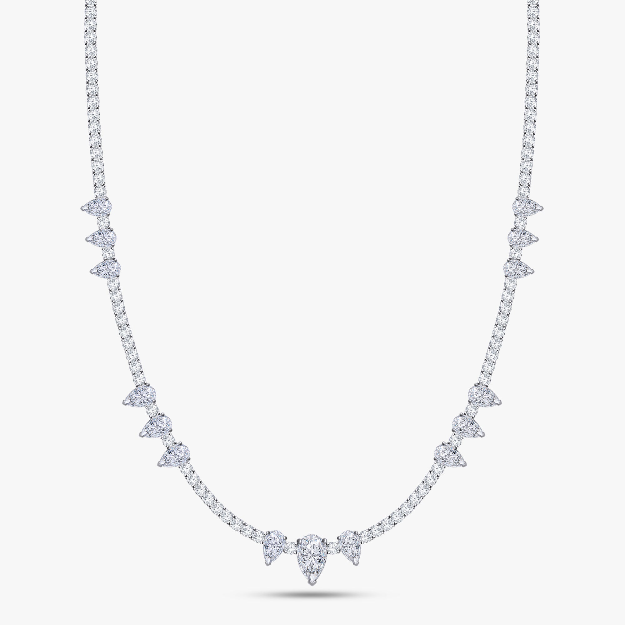 10.00 Carat Pear and Round Cut Lab Grown Diamond Tennis Necklace