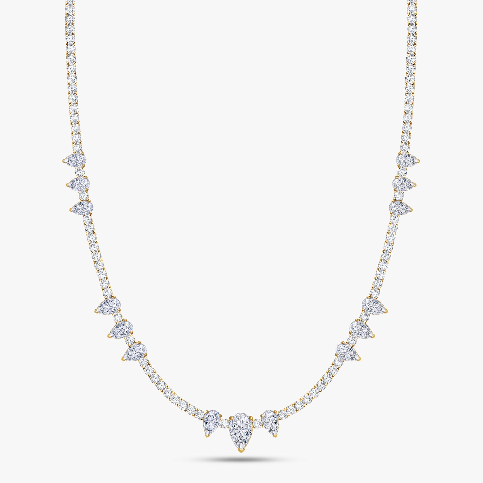 10.00 Carat Pear and Round Cut Lab Grown Diamond Tennis Necklace
